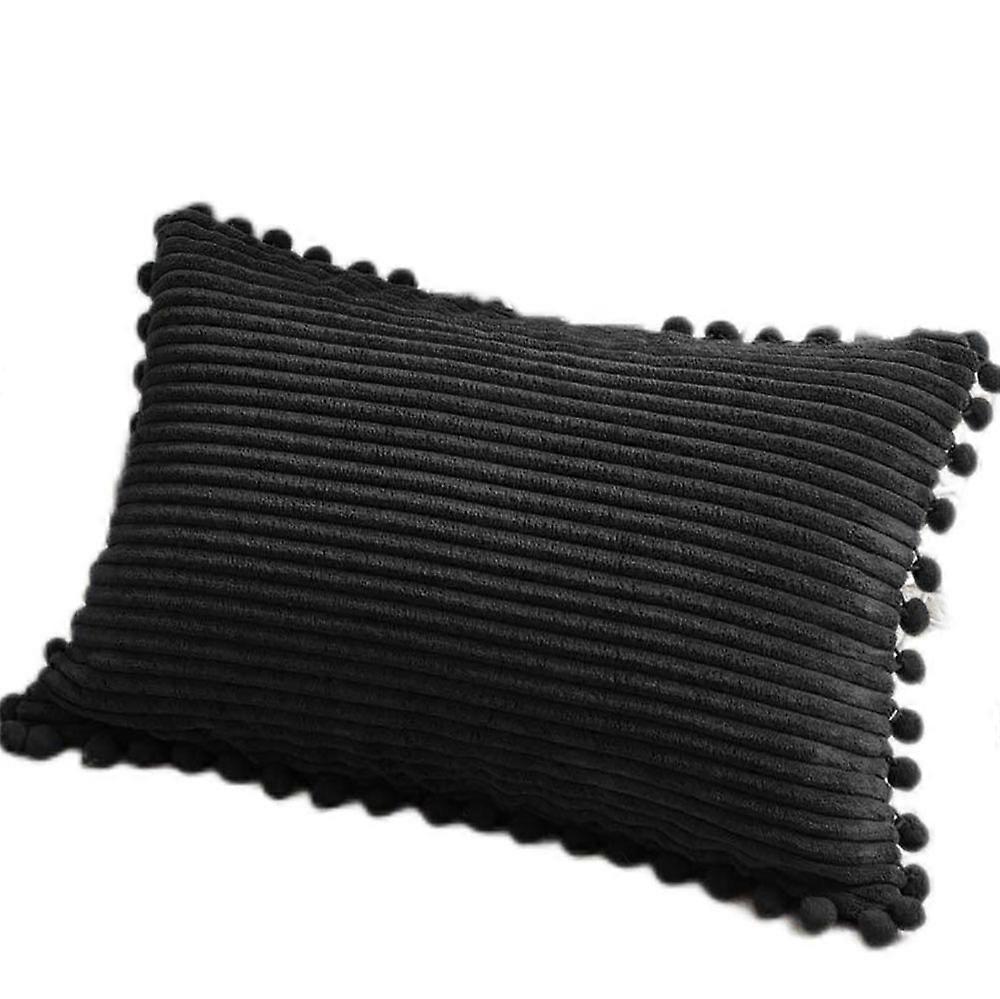 Soft Decorative Square Throw Pillow Cover, Wide Applications For Couch Bed, Invisible Zipper Fade Resistant Corduroy Cushion Cases With Pom-poms For