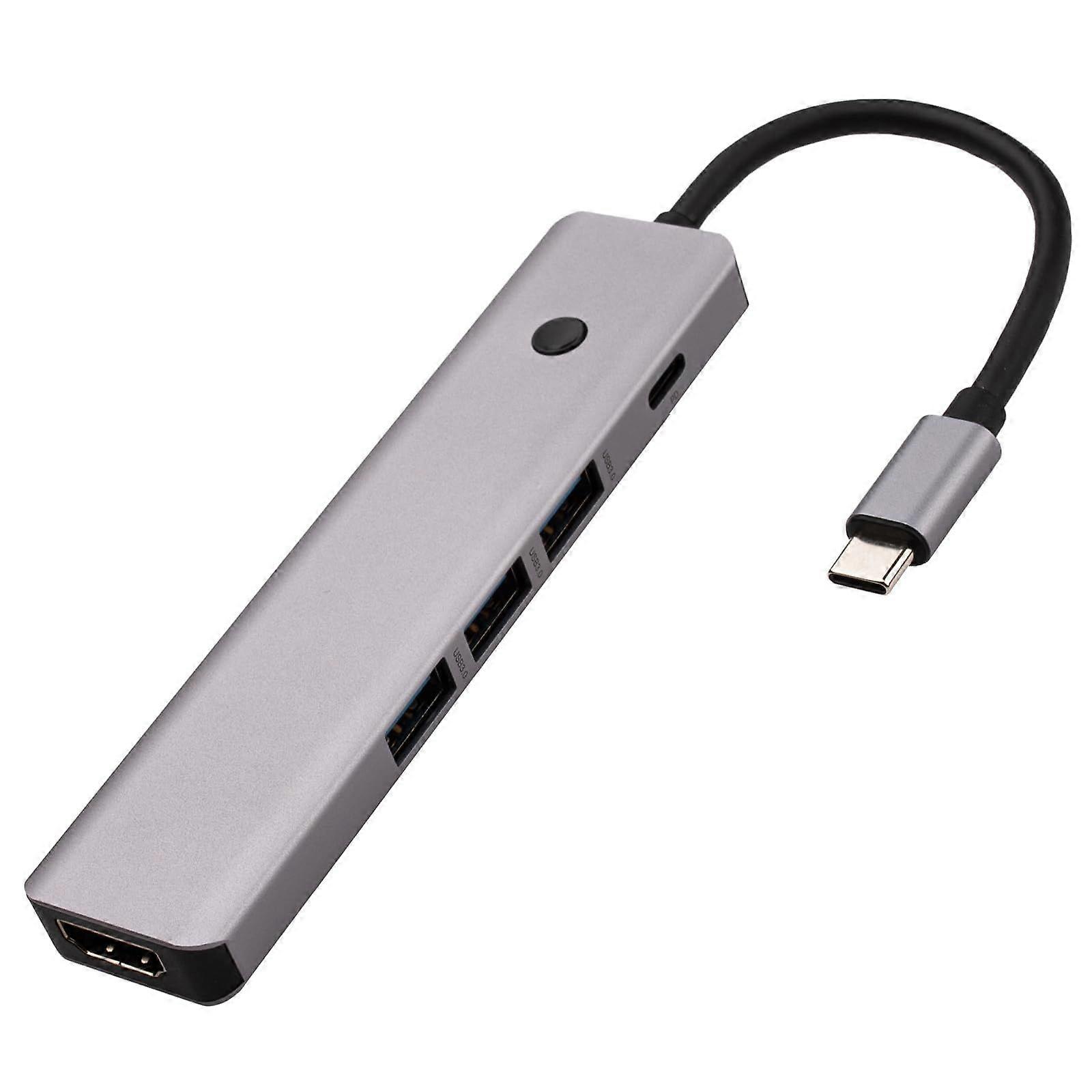 USB Hub, 5 in 1 USB C Multiple Adapter with1*4k port,1 * 100W PD and 3* USB 3.0, for MacBook Pro/Air Mac Pro, iMac, Surface Pro,XPS, PS5, PC(Gray)