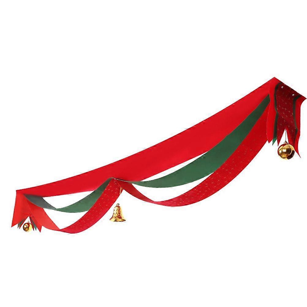 2M Double Wave Christmas Ribbon Bunting Xmas Ceiling Hanging Decoration with Bell and Ball(Random Strip)