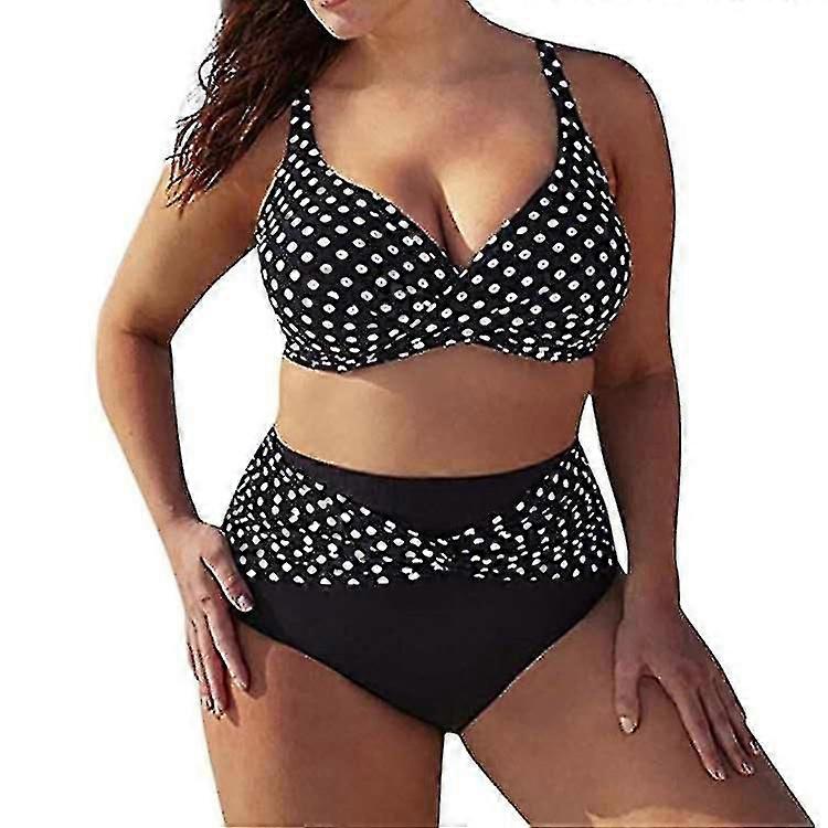 Womens High Waisted Two Piece Beach Halter Polka Dot Bikini Bathing