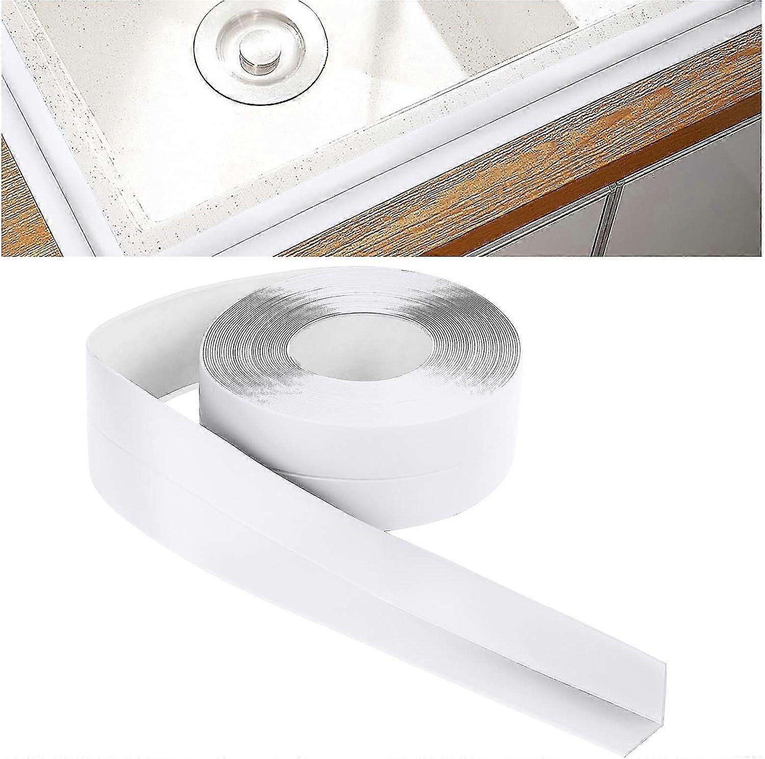 Badezimmerdichtung, 3,2 m * 3.8cm selbstklebender Dichtungsstreifen, selbstklebendes PVC-Dichtungsband für Badewanne, Badezimmer, Küche, schimmelsicher, Abdichtung (weiß)