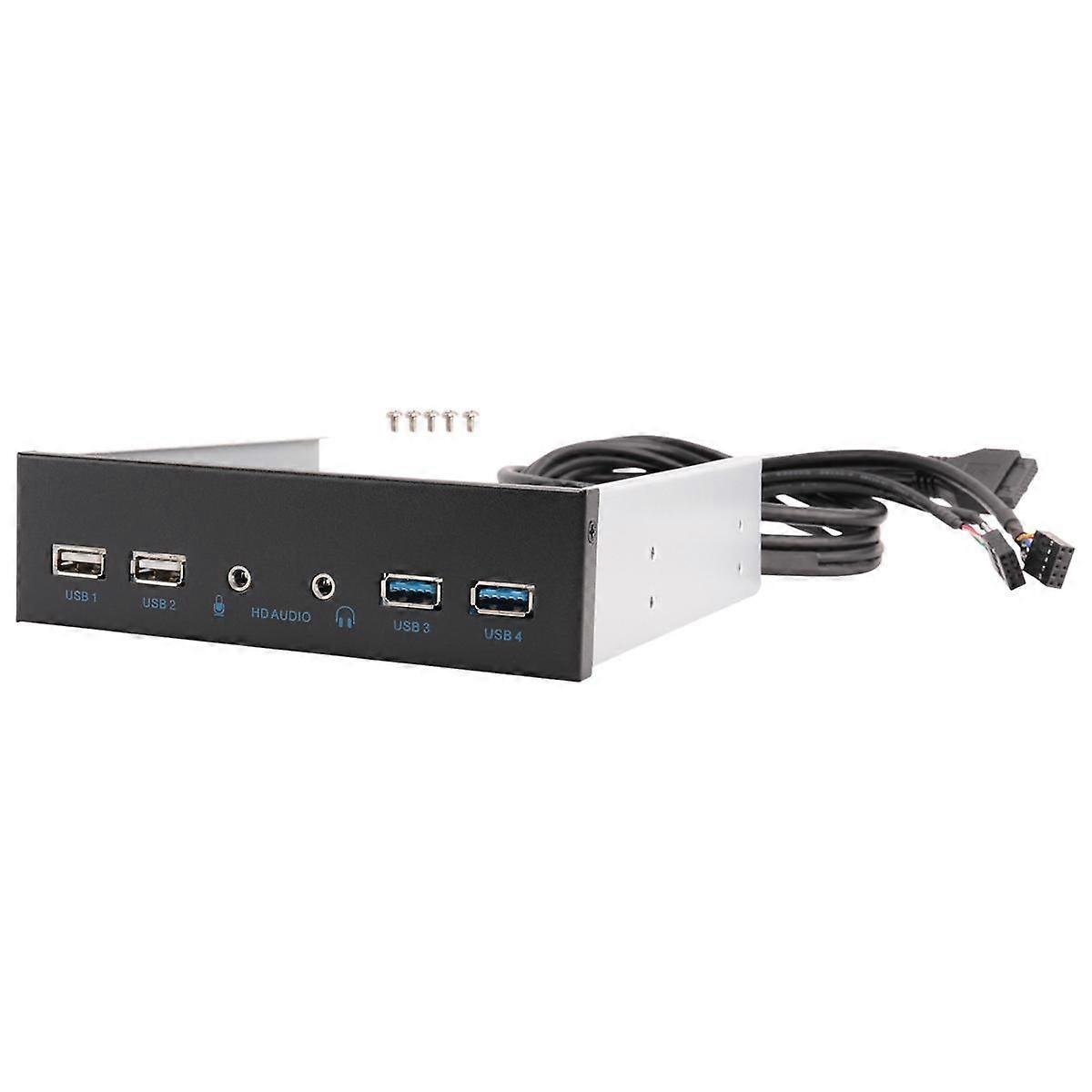 5.25 Inch Desktop Pc Case Internal Front Panel Usb Hub 2 Ports Usb 3.0 And 2 Ports Usb 2.0 With Hd Audio Port 20 Pin Connector