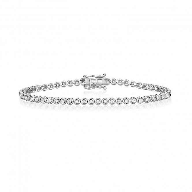 Diamond Jewellery 9ct White Gold Diamond Rubover Tennis Bracelet BD038W
