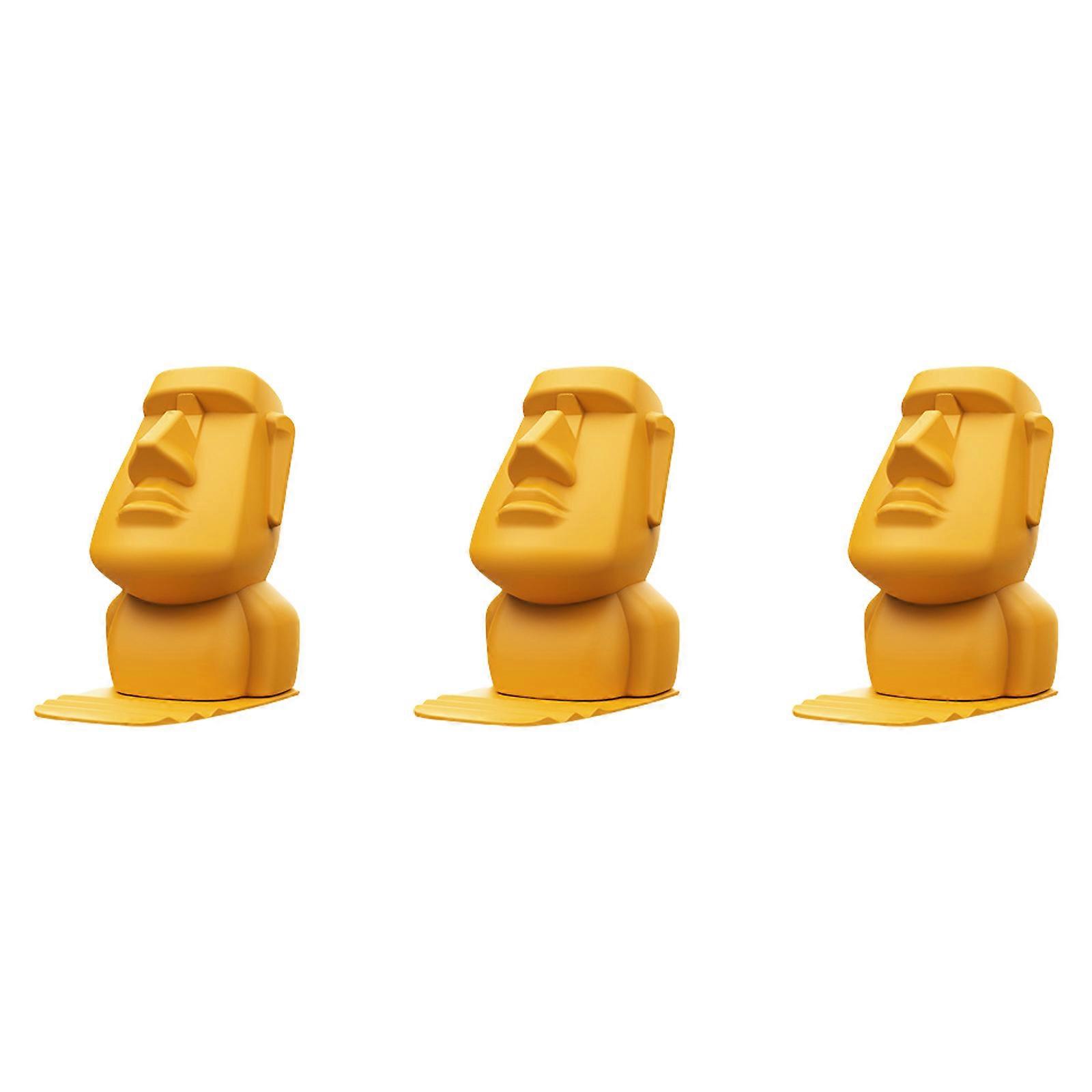 3 in 1 Phone Glasses Display Stand Piggy Bank Easter Island Statue Stand for Office Desk Ornament Home Decorations  Yellow
