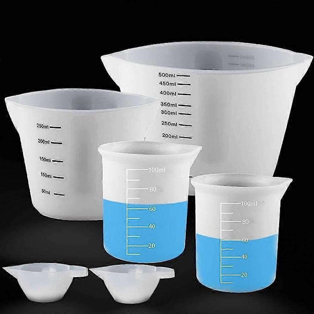 Silicone Measuring Cups, 500ml And 250ml Large Reusable Resin Measuring Cups, 6 For Epoxy Resin, Casting Molds, Diy, Kitchen, Etc