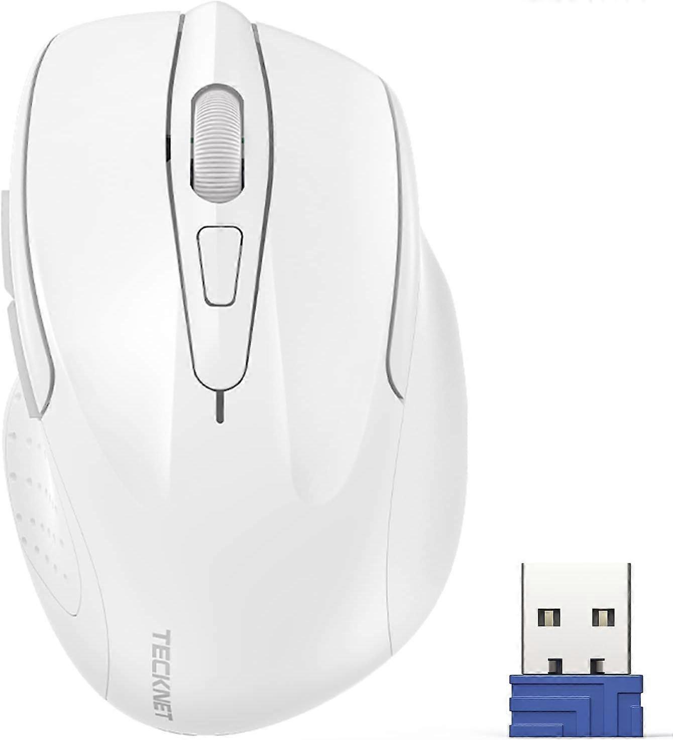 Wireless Mouse, 2.4G Ergonomic Optical Mouse, Computer Mouse for Laptop, PC, Computer, Chromebook, Notebook, 6 Buttons, 24 Months Battery Life - White