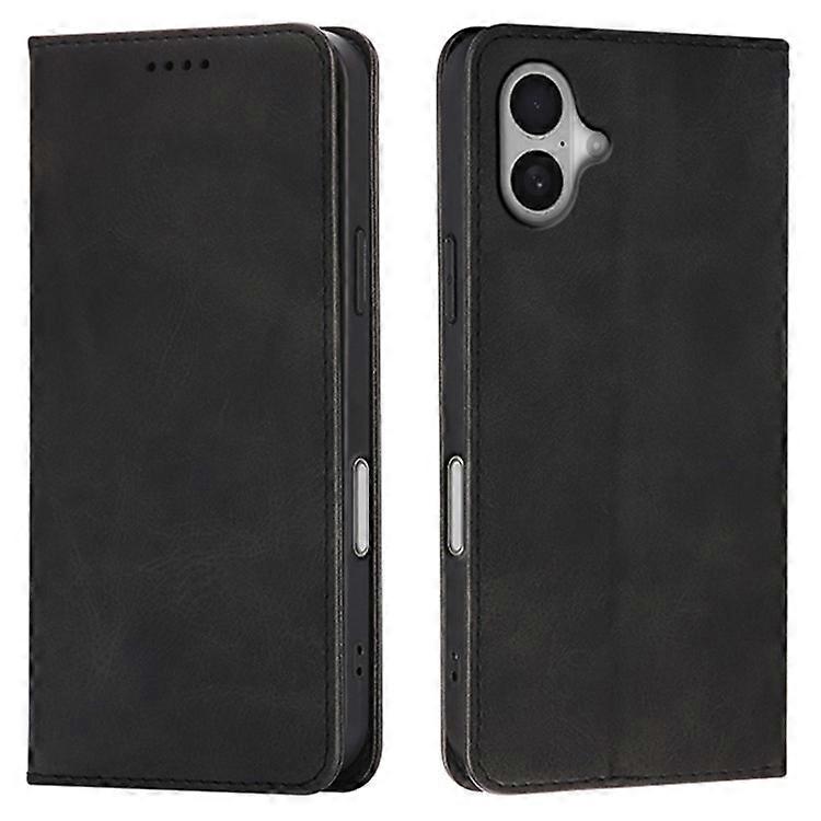 Compatible For iPhone 16 Case Wallet Calf Texture Leather Phone Cover with Hidden Magnetic Closure