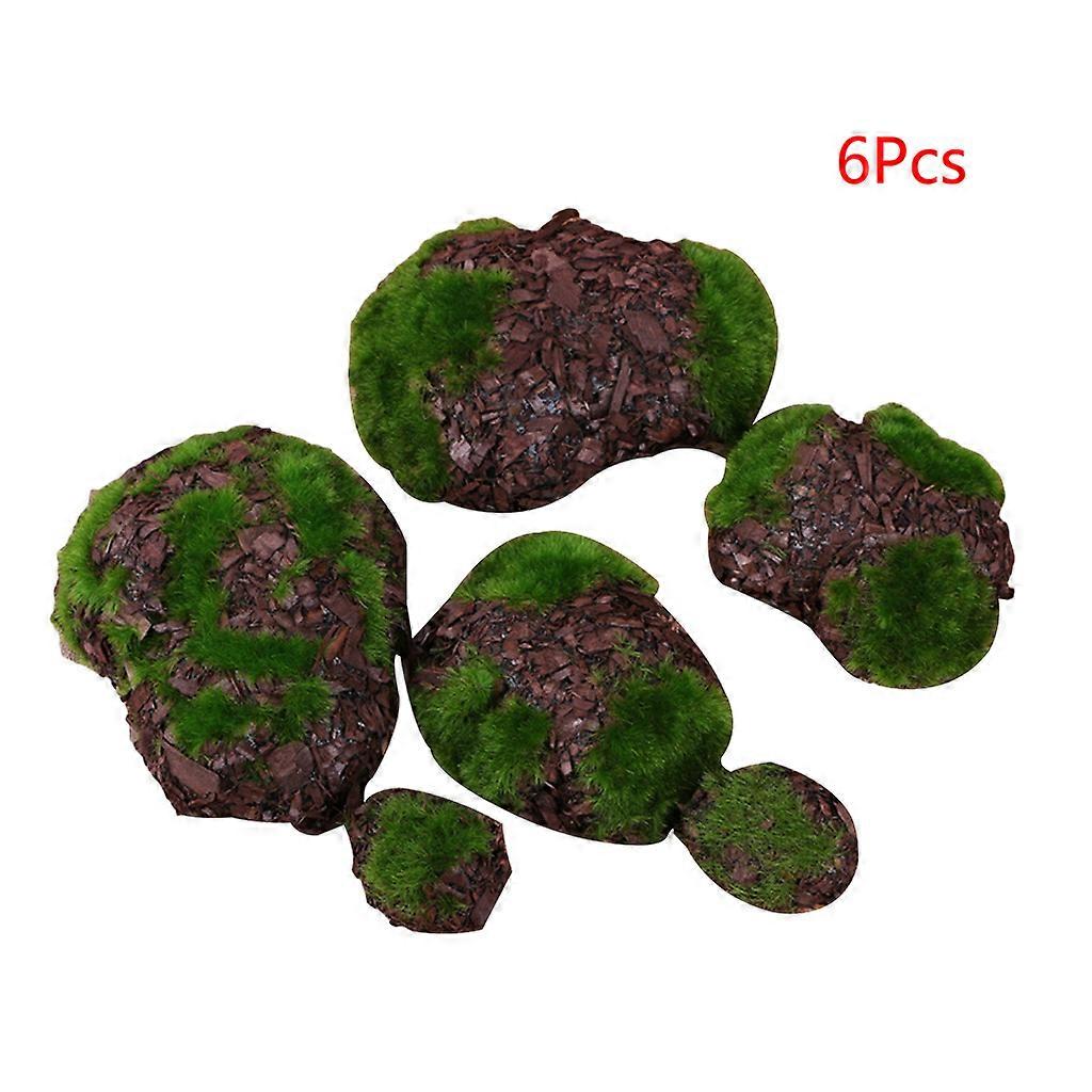 6-Pack Artificial Moss Rock Decorative Stone Different Size Crafting Decors Garden Decorations Multicolor