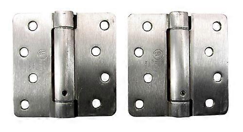 Spring Hinges, Adjustable Self Closing 4 Inch with 1/4 Inch Radius, Satin Nickel, 2 Pack