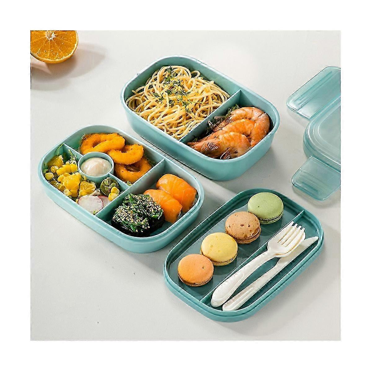 Adult Stackable Bento Lunch Box 3 Layers Leak-Proof All-In-1 Bento Box Lunchbox with Utensil Sauce