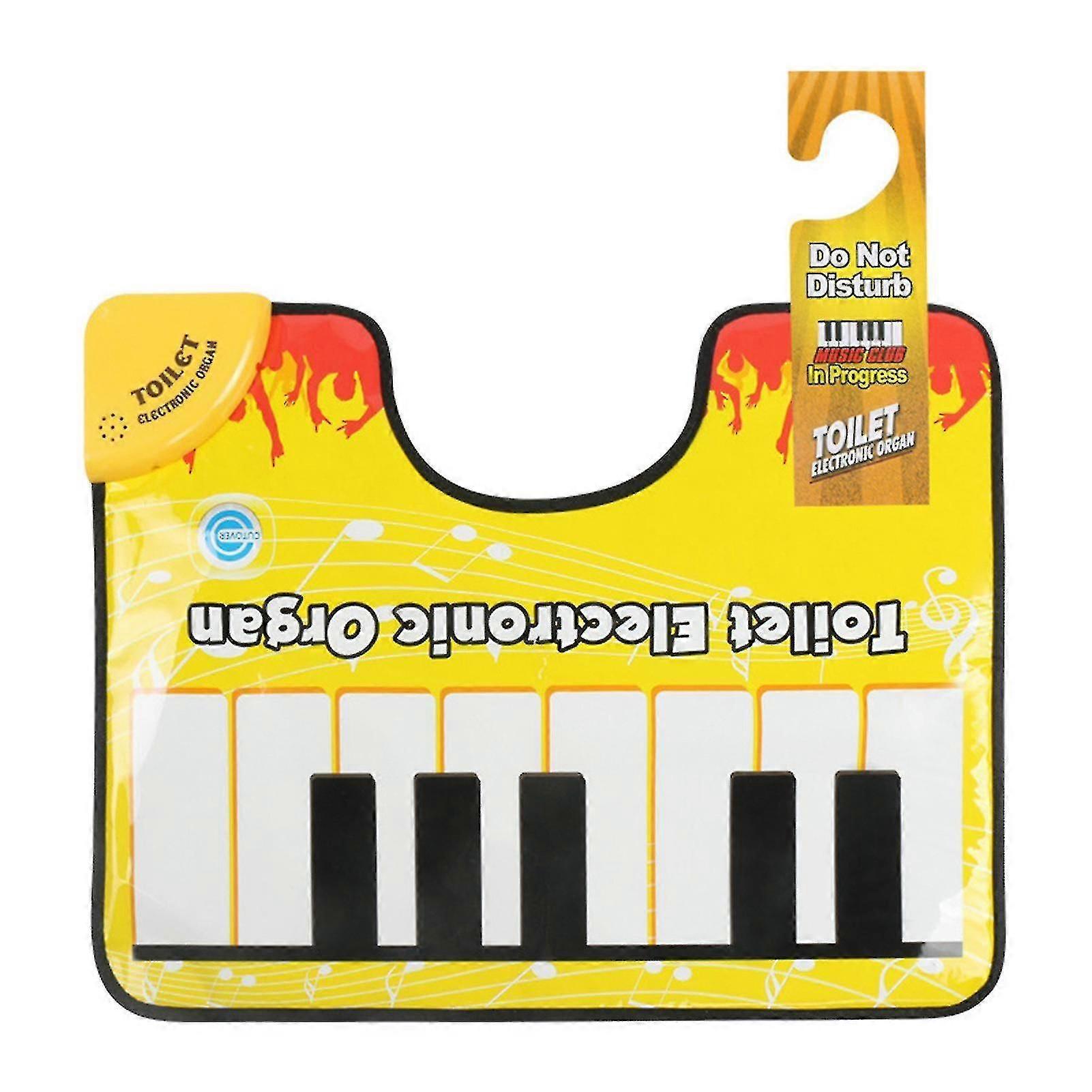 Interactive Piano Keyboard Bathroom Mat with Musical Sound Effects, Non-Slip Toilet Rug for Kids & Adults Floor Decor Yellow