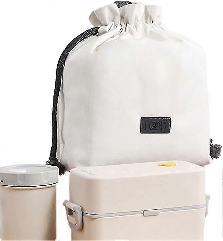 תיק אוכל מבודד לשימוש חוזר בסגנון יפני לנשים וגברים וילדים, תיק תיק יד עם סגירת ידית ושרוך לעבודה פיקניק או נסיעות (מחוץ ללבן