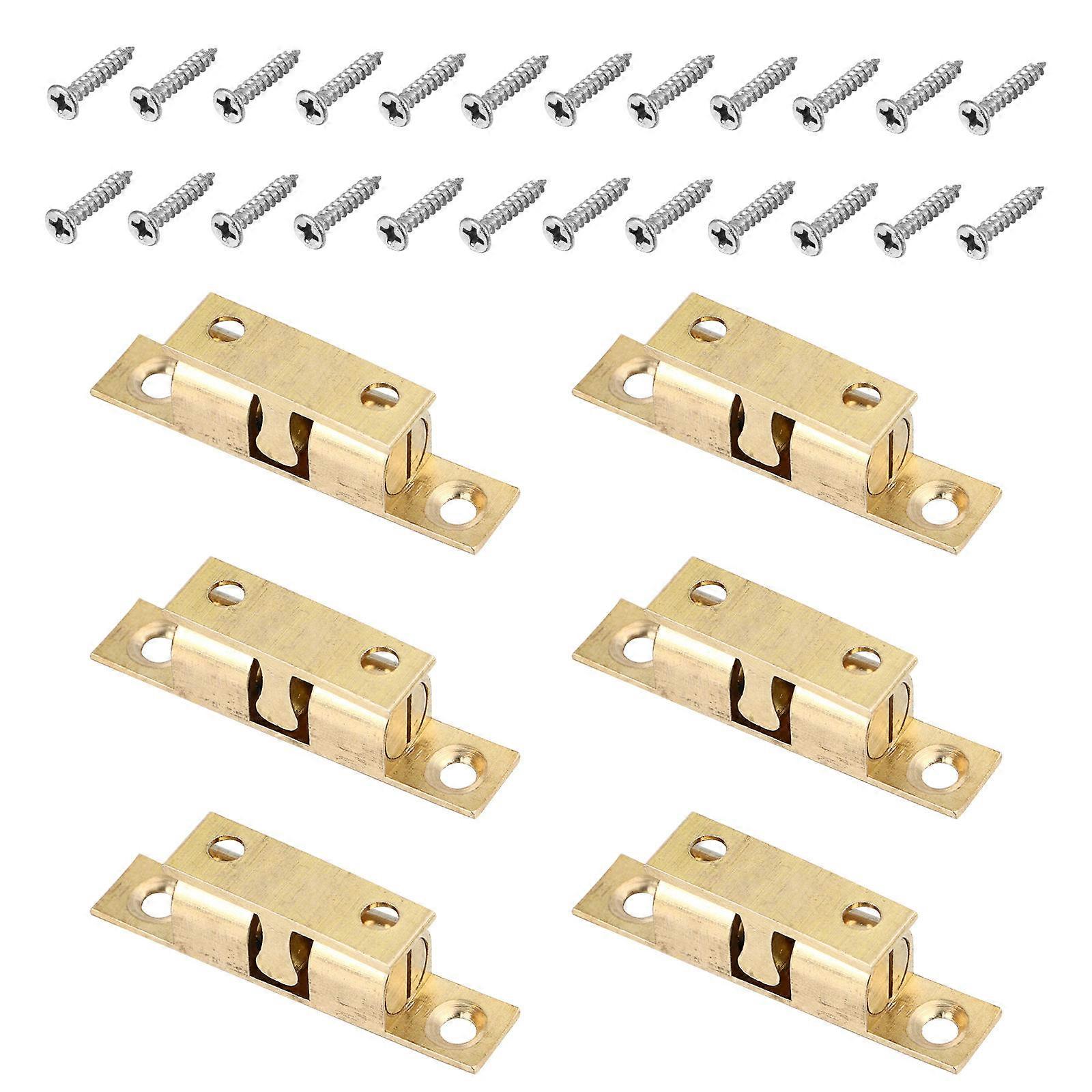 6pcs Copper Tension Latch with Screws, Ball Roller Door Catch for Cabinet, Closet, and Cupboard, Humidity Resistant, Easy Installation