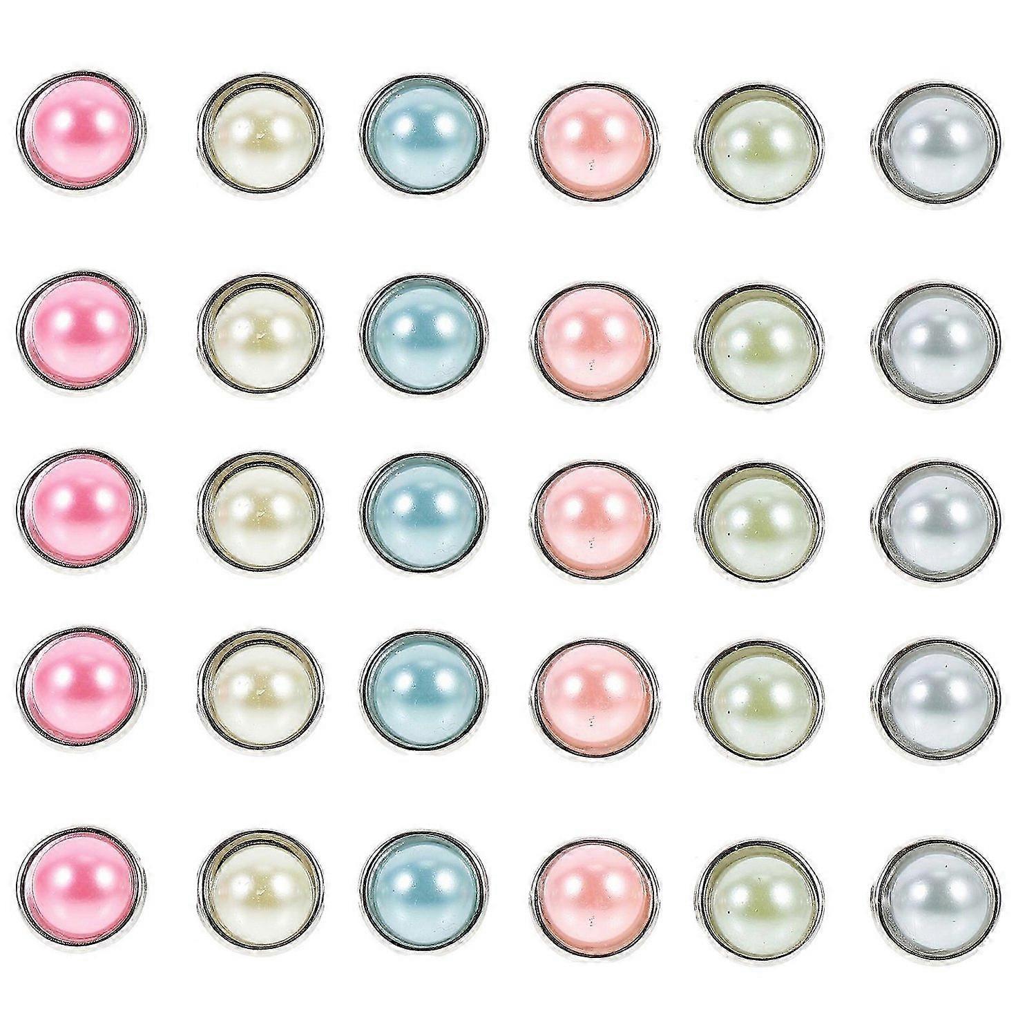 50 Pcs Decorative Mini Brads Round Paper Fasteners Pearl Design Brads