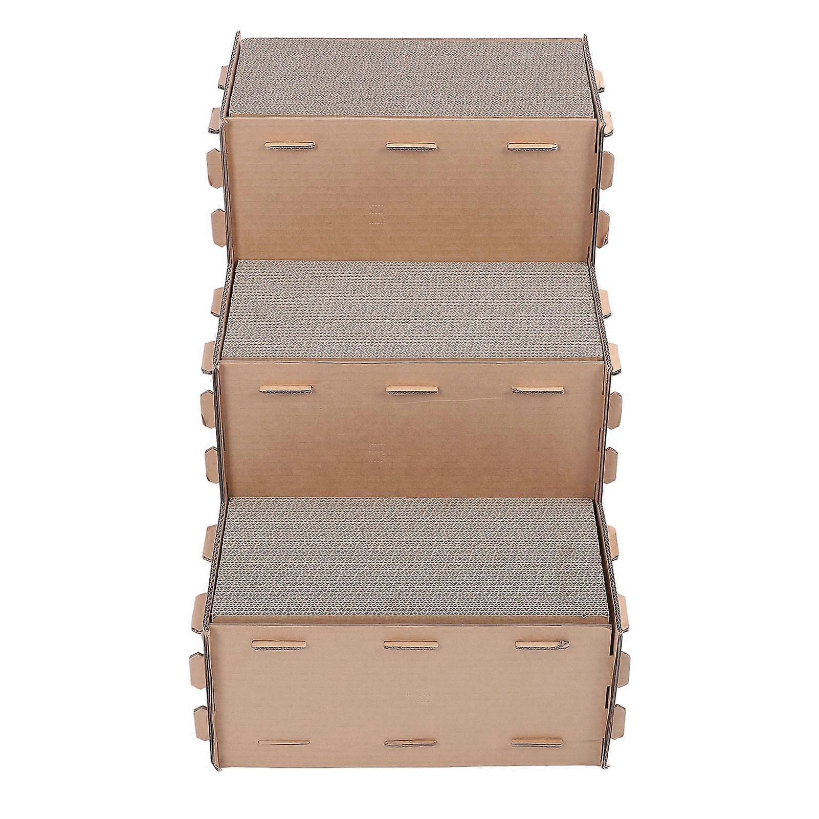 Cardboard Cat House Corrugated Large Cat Scratcher Box with Scratching Pad for Indoor Cat Plays and Rests 