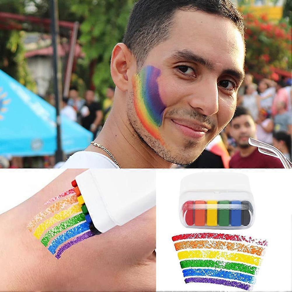 Προσαρμοσμένο 6 χρώματα (B) $Party φεστιβάλ παιδικοί ανεμιστήρες μακιγιάζ βαφή προσώπου 6 χρώματα ουράνιο τόξο ζωγραφική δακτύλων σκηνική ζωγραφική DIY ζωγραφική σώματος