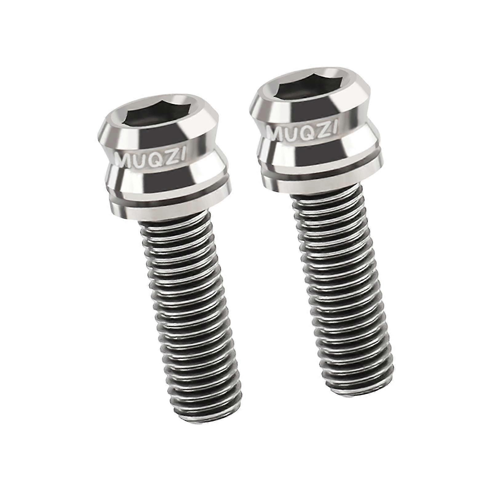 2x Bicycle Handlebar Stem Titanium Screws, M6 Bicycle Stem Screws, Portable for Brake Clamp Bicycle Handlebar Screws, Compatible with Road B