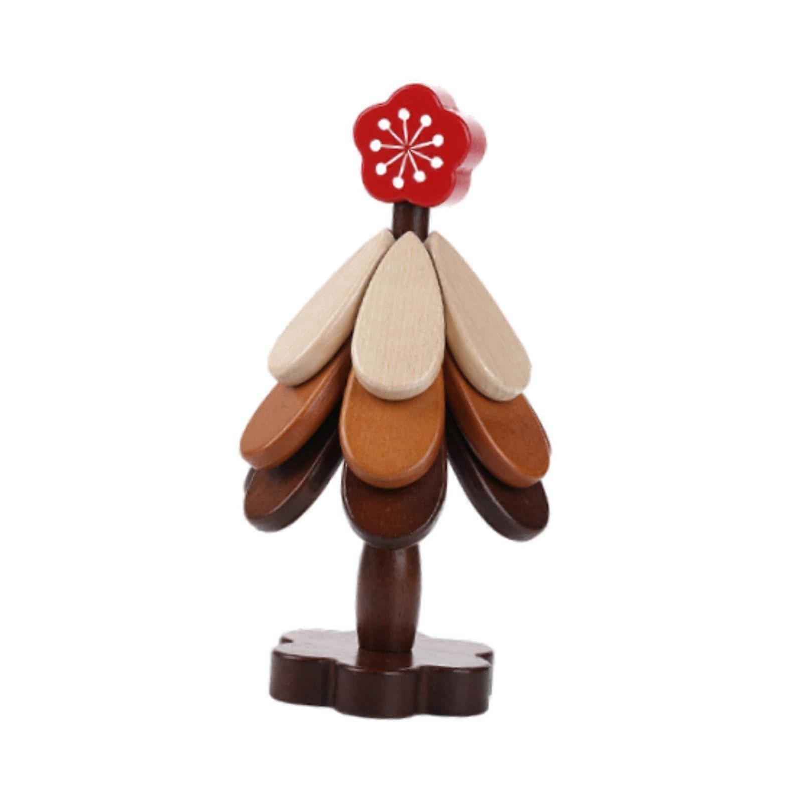 Wooden Hot Dish Coasters Set with Holder, Non-Slip Tree Design Insulation Mats for Teapots, Red Flower Pattern