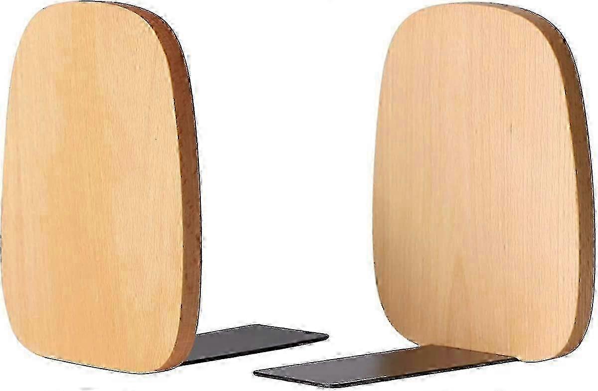 棚用の木製ブックエンド、本/ DVD /映画用の装飾的なブックエンド14x12x10.8cm(ウォールナットウッド)