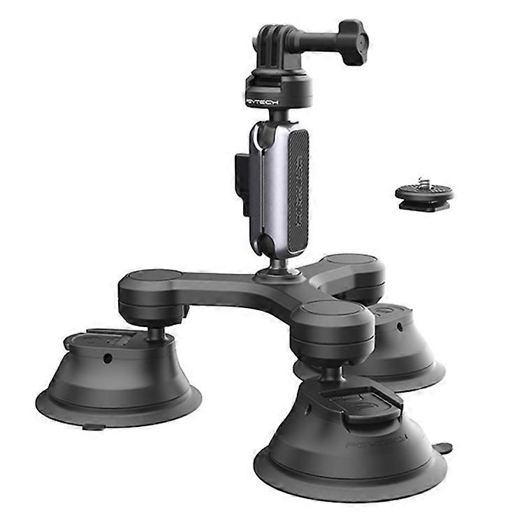 PGYTECH P-GM-224 CapLock Triple Suction Cup Bracket Mount with Ball Head Compatible For GoPro / Go3 / Action 4 / Mobile Phon