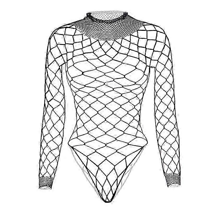 Nytt Mode Kvinna Fisknät Bodysuit Underkläder Ihåligt Stort hål Nätkläder i ett stycke Underkläder Sexiga Kvinnor Toppar