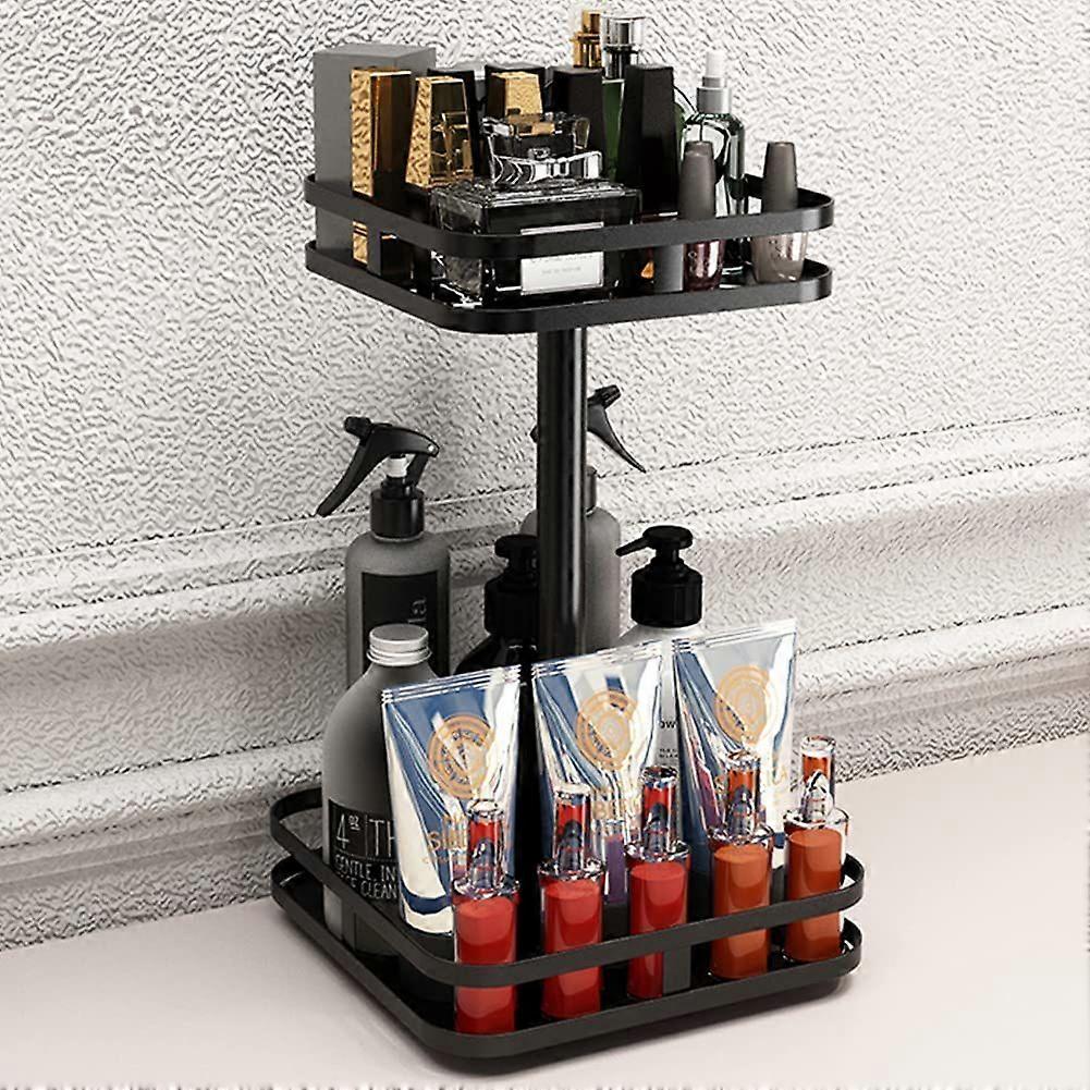 Spice Rack Rotatable Black Turntable Organizer Kitchen Shelf Standing for Worktop Spice Rack No Drilling Stable Rotating Lazy Susan Made of Metal