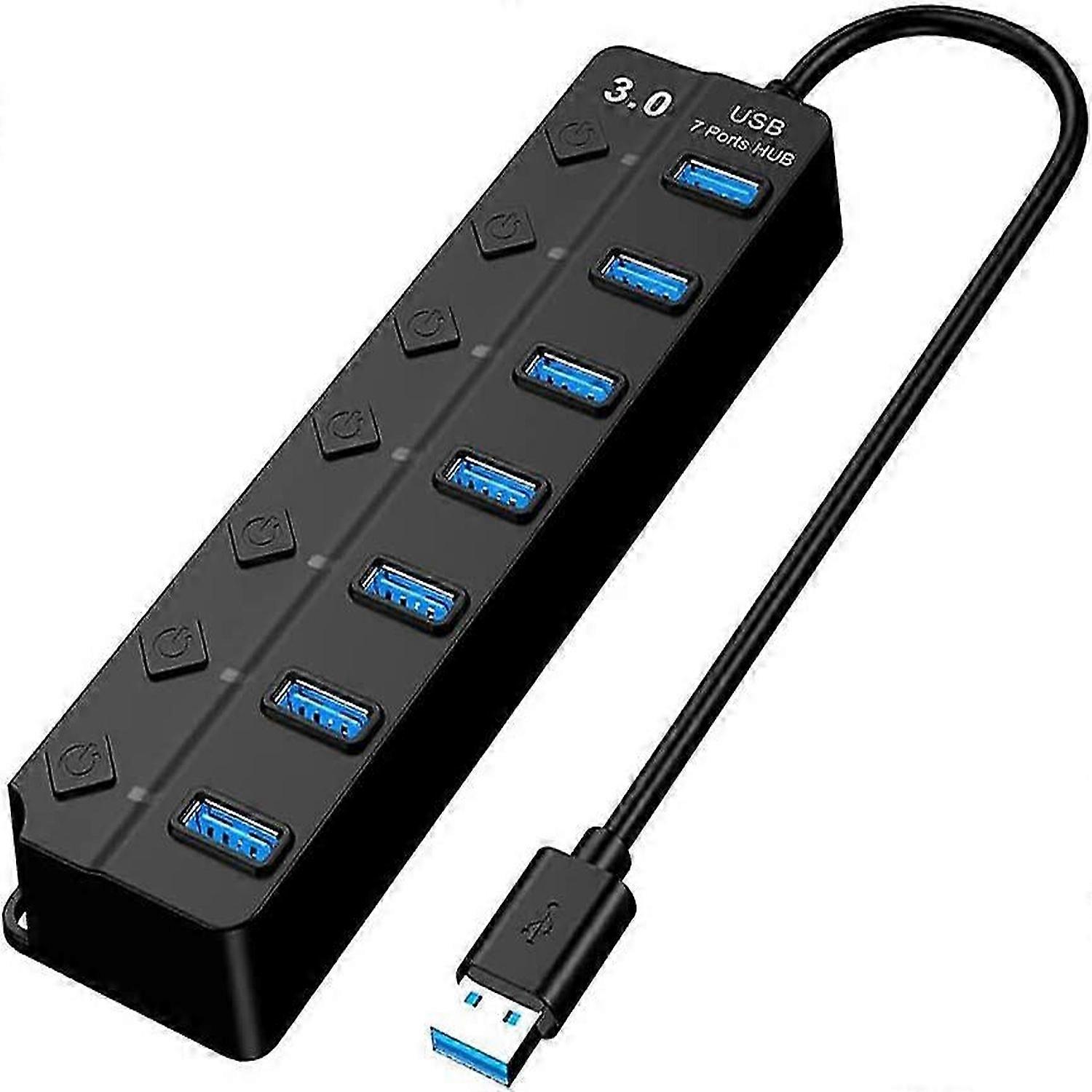 USB 3.0-Hub mit mehreren Anschlüssen, USB-Steckdosenleiste mit 7 Anschlüssen, Switch-Splitter mit sieben Anschlüssen
