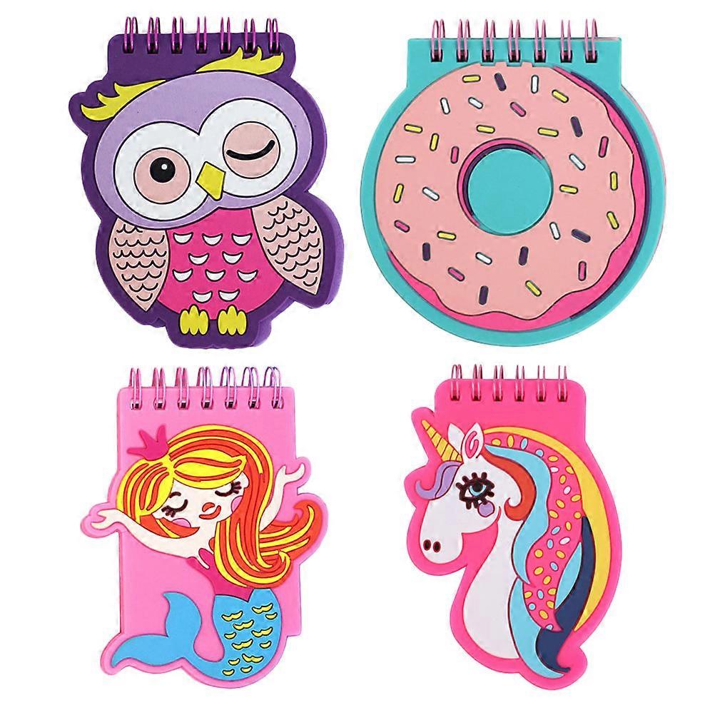 Kawaii Stationery Notebooks Coil Notepad Cartoon Design Travel Journal 12x8.5cm Creative Writing 4Pcs