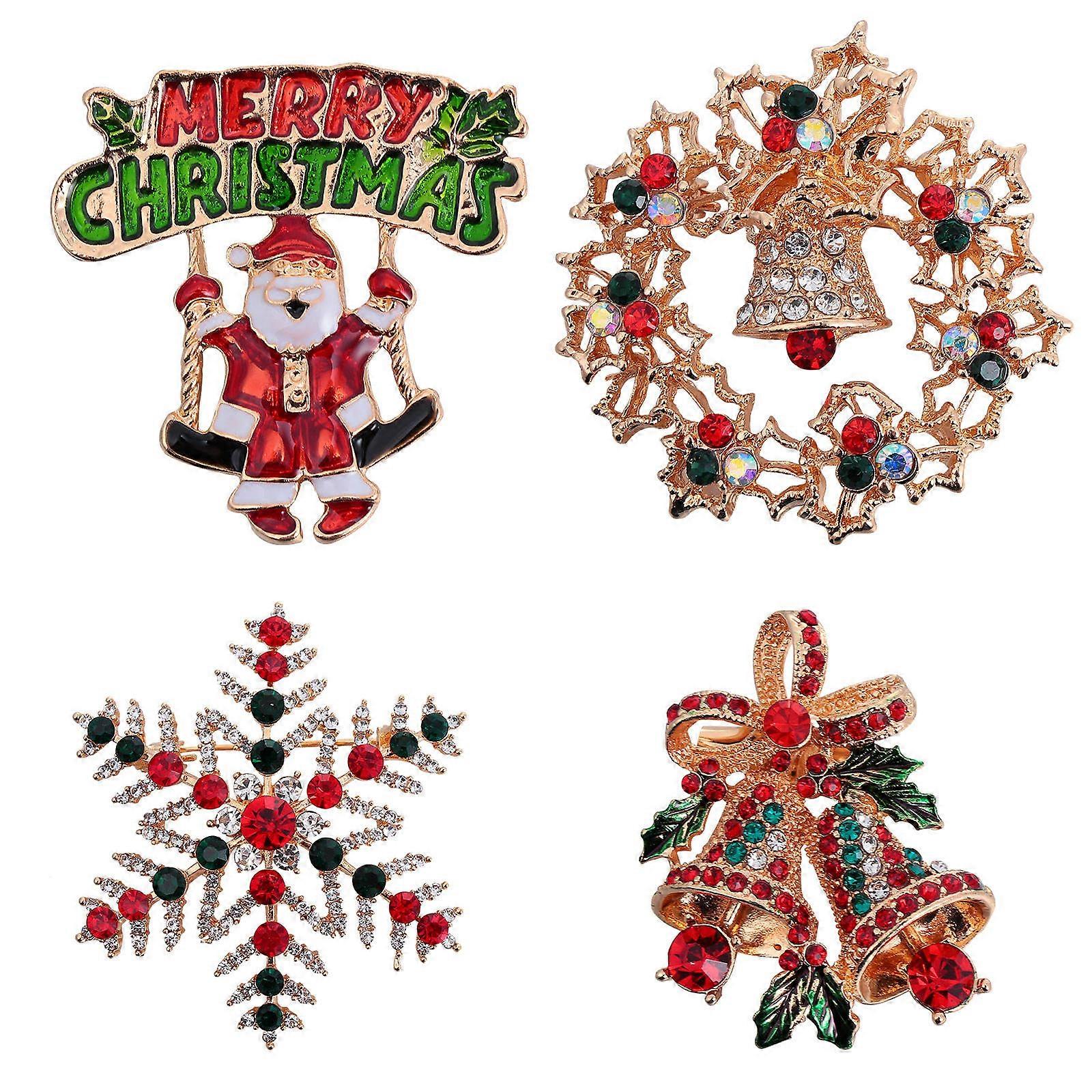 Here's a polished product description for your **4pcs Xmas Rhinestone Brooch Set**:
πβ¨ **4PCS Christmas Rhinestone Brooch Set Festive Alloy