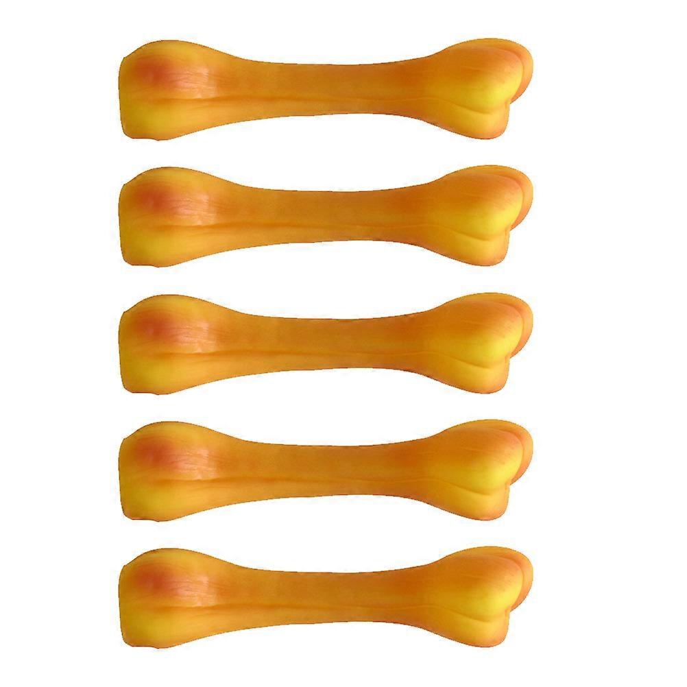 Squeaky Dog Chew Toys Tube Shape Pet Interactive Supplies Yellow Color 16x4x4cm Sound Playing 5Pcs