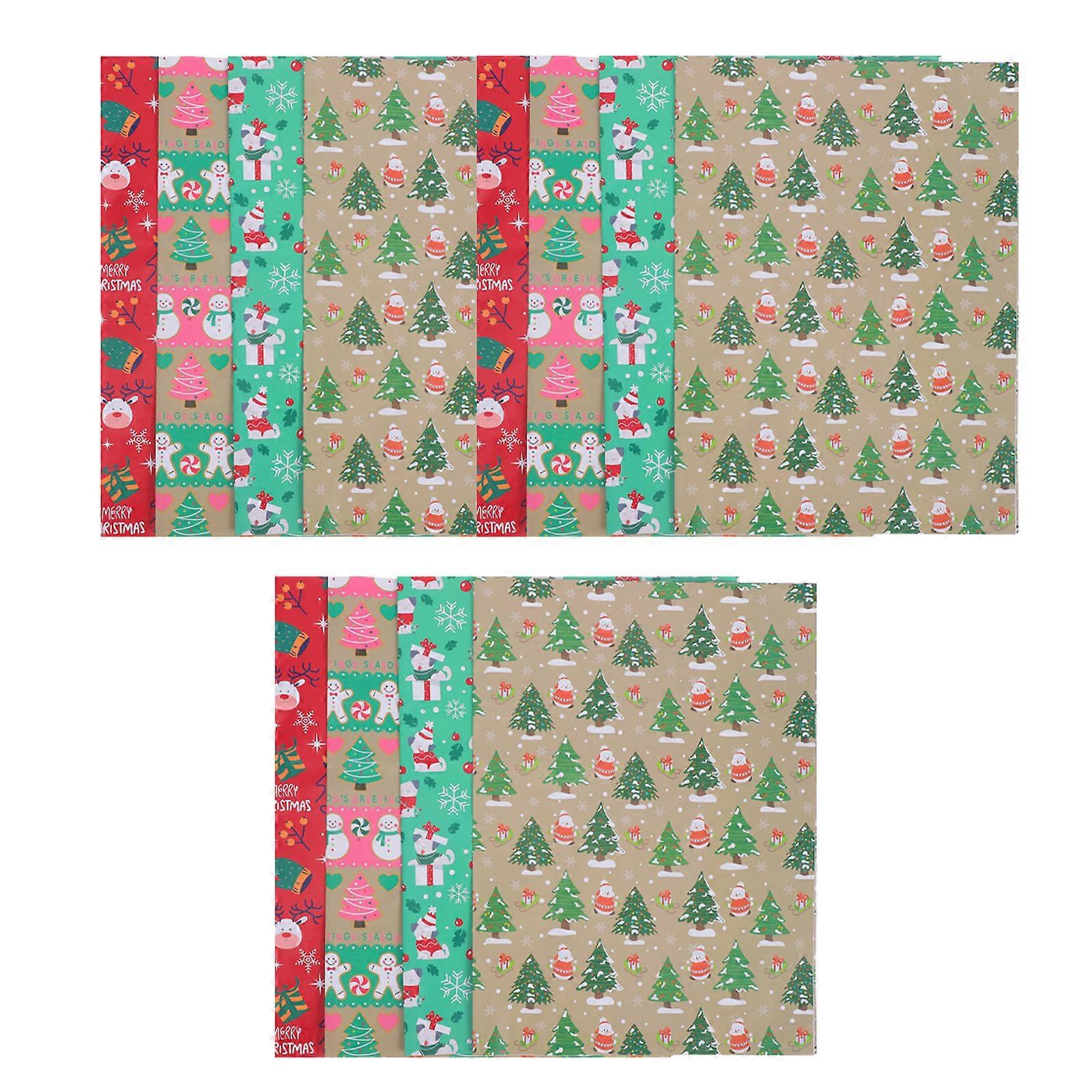 Christmas present Wrapping Paper Rectangular Sheet Assorted Color 70.00X50.00X0.10CM Protection 12Pcs