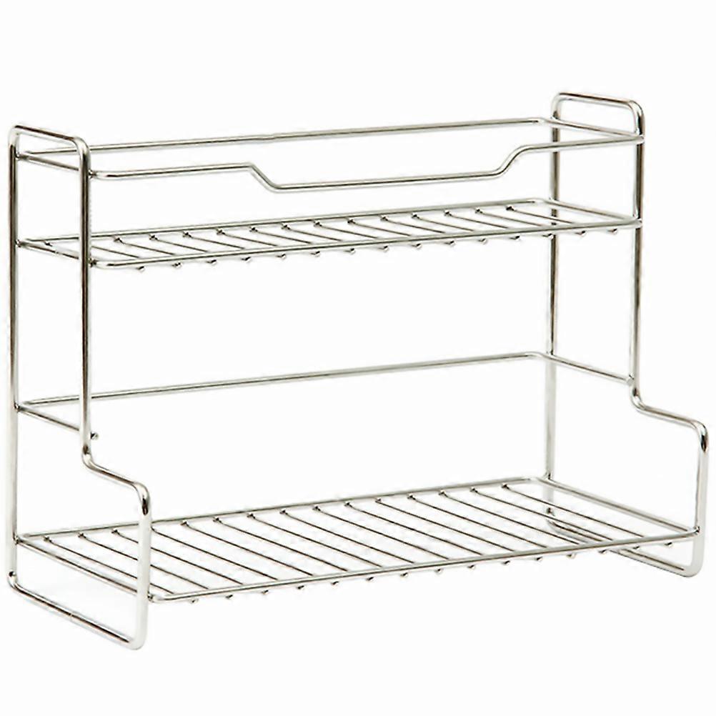 Stainless Steel Double Layer Condiment Bottle Rack Storage Organizer for Kitchen Sundries Resistant Design for Spice Bottles and Utensils