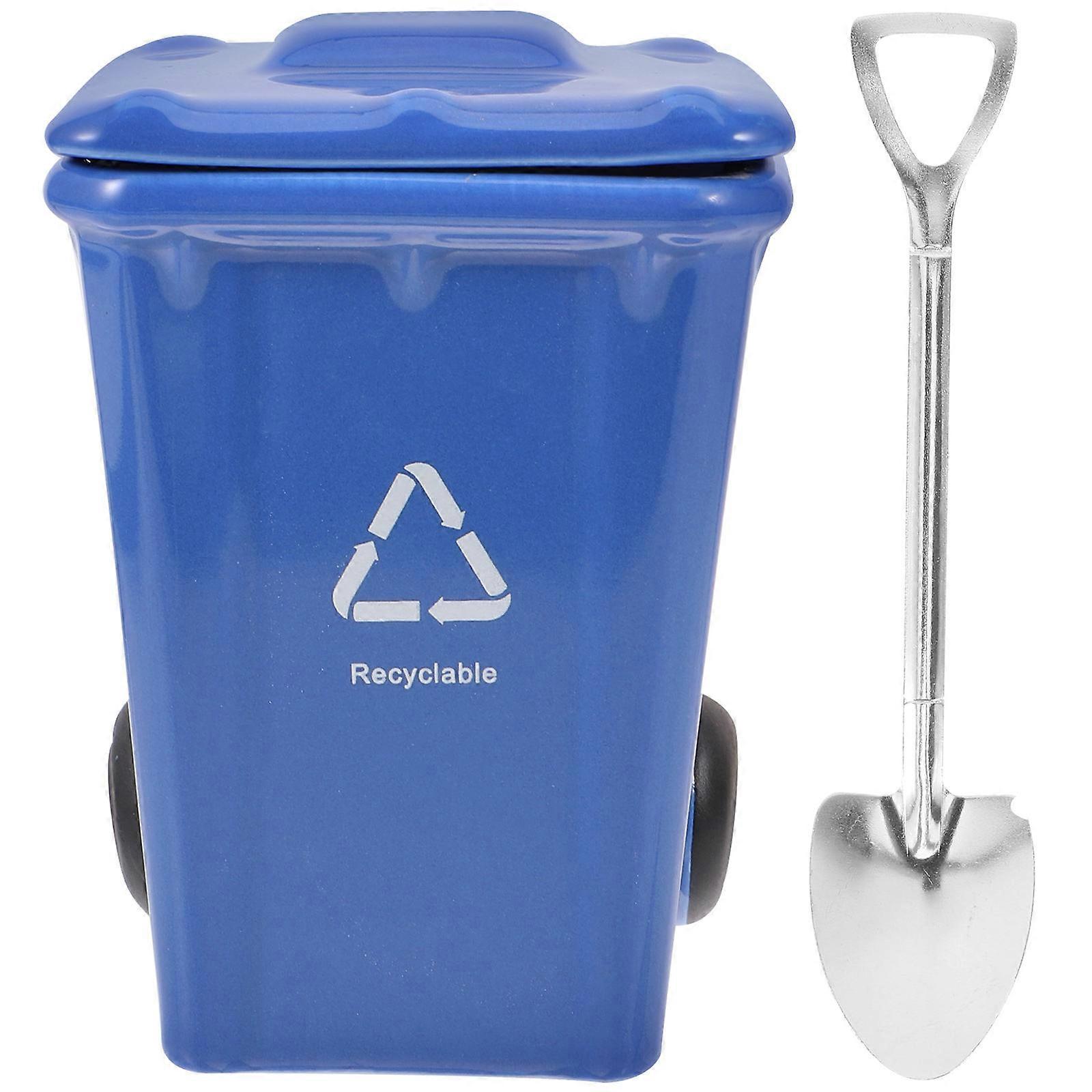 1 Set Multi Function Ceramic Mug with Lid, Unique Trash Bin Design, Perfect for Coffee, Tea & Beverages