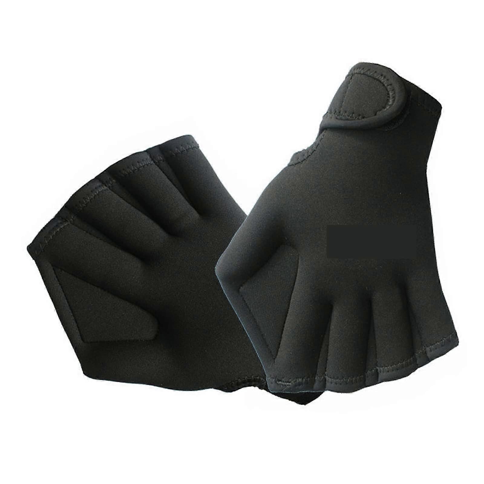 Tauchhandschuhe, 1 Paar Schwimmtrainingshandschuhe Schwimmhäute Handschuhe Aquatic Fitness Training (Noir) X Schwarz Ref: 6147