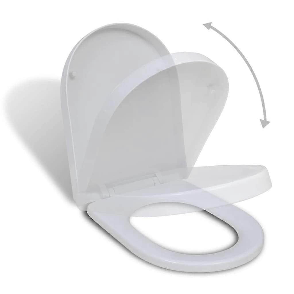 Softclose Toilet Seat Square, Quiet Close Lid, Durable Plastic, Universal Fit, White