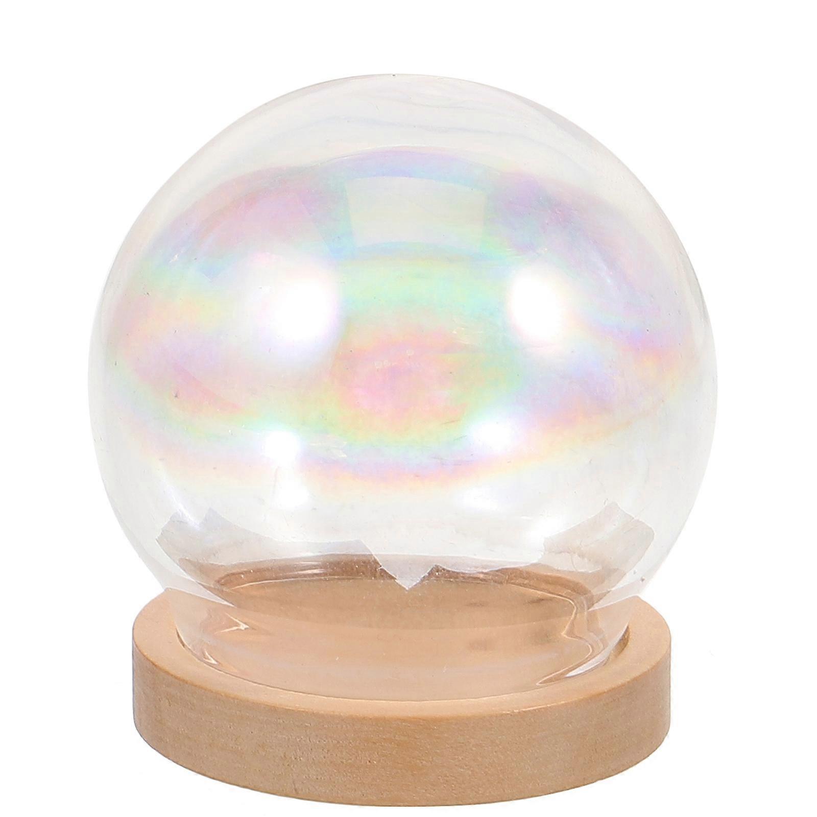 Preserved Flower Glass Dome with Wooden Base – Micro Landscape Cloche Display for DIY Projects, Craftsmanship & Compact Design for Figurines & Flowers