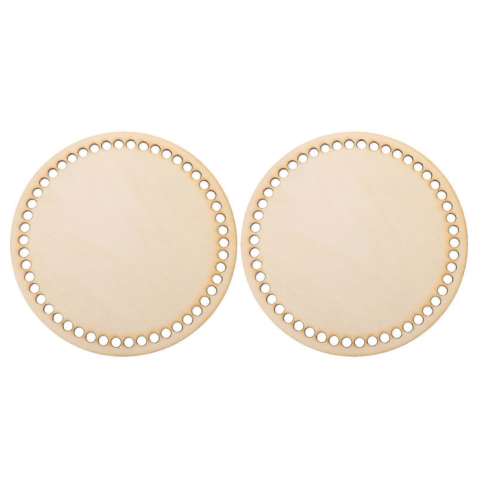 2pcs Cesta de madera natural Círculo círculo blanco Bolsa de ganchillo sólido Base de madera