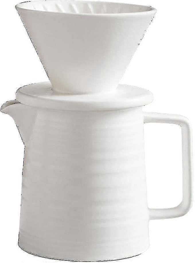 Pour Over Coffee Maker Set, Premium Ceramic V60 Dripper And Decanter, 1-2 Cup Home Filter Coffee Maker (white)