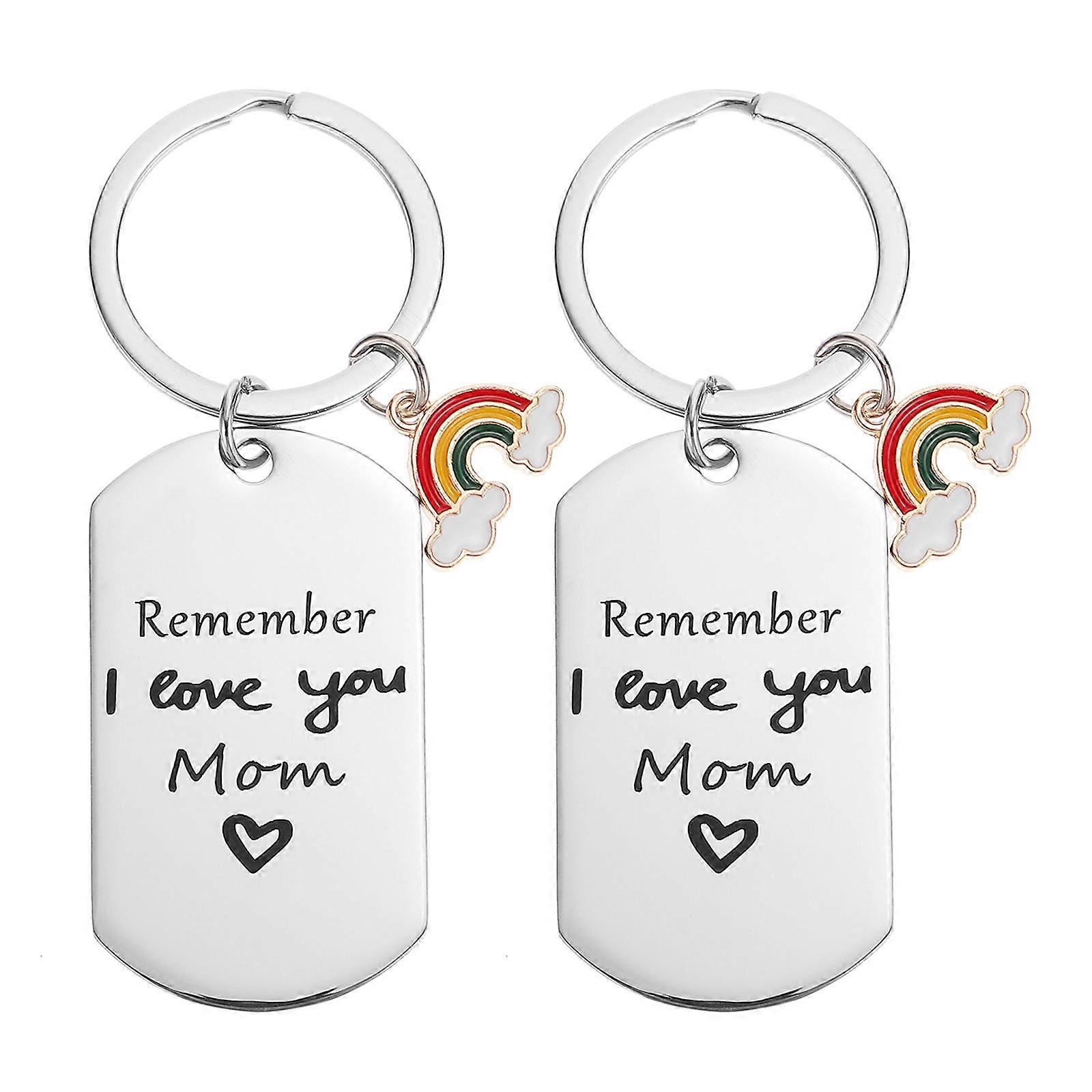 Metal Keychain Stainless Keychain Pair Bag Pendant For Mother's Day Assorted Color 5x3cm Practical Design 2Pcs