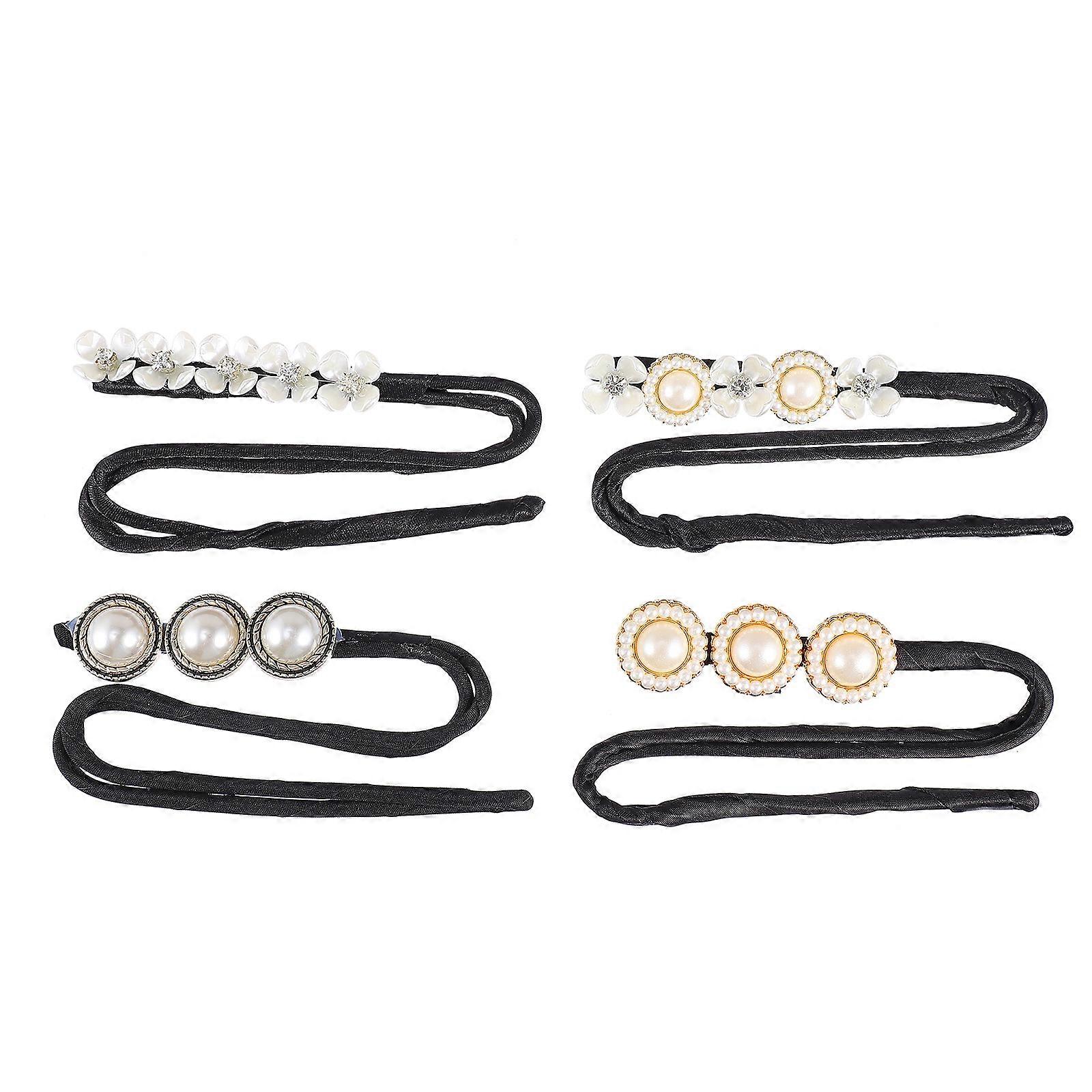 4pcs Hair Bun Styler with Slip Pearls – Easy to Use Bun Shaper for Quick, Elegant Hairstyles