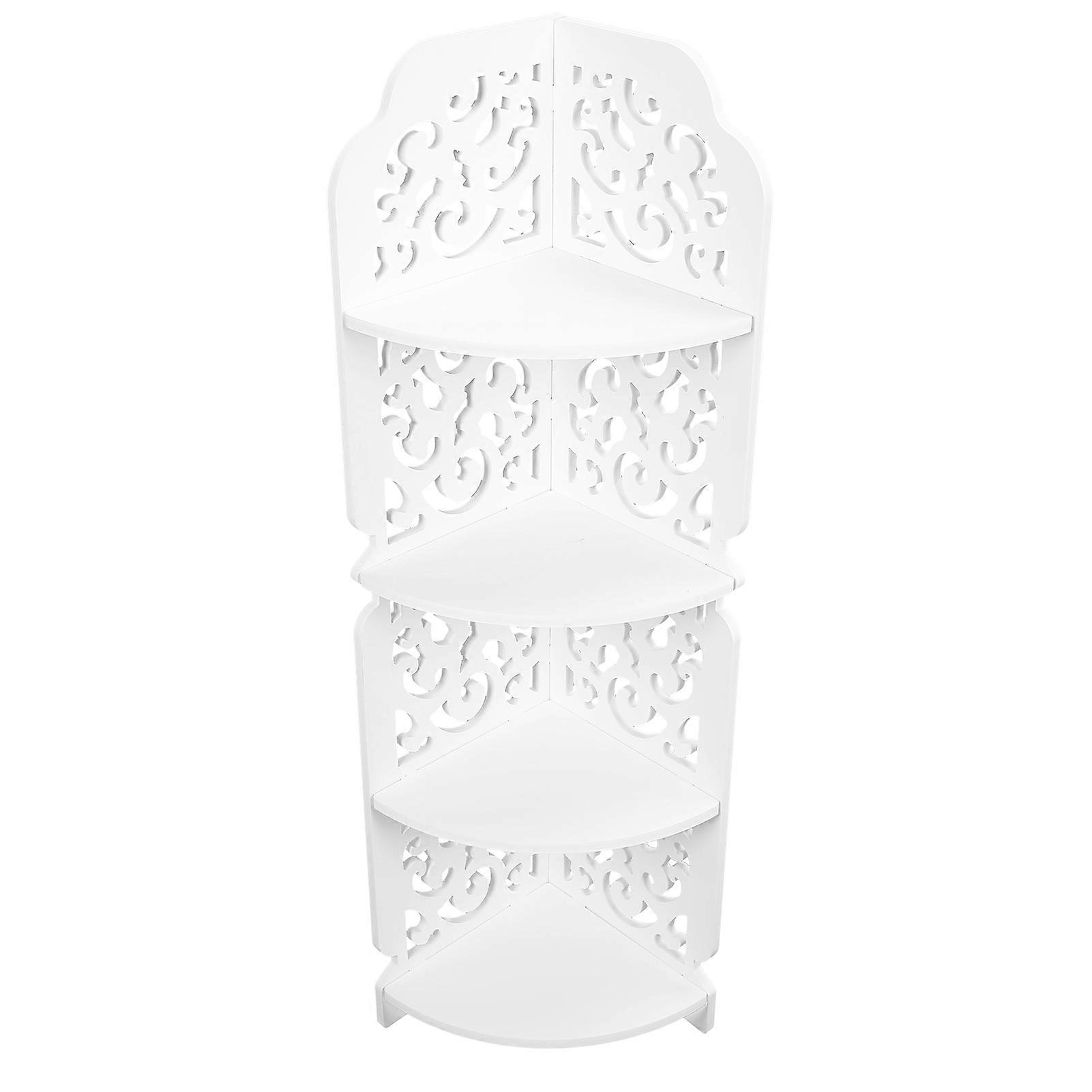 4-Tier Wall Mounted Corner Shelf, Moisture-Proof Carved Shelves for Bathroom