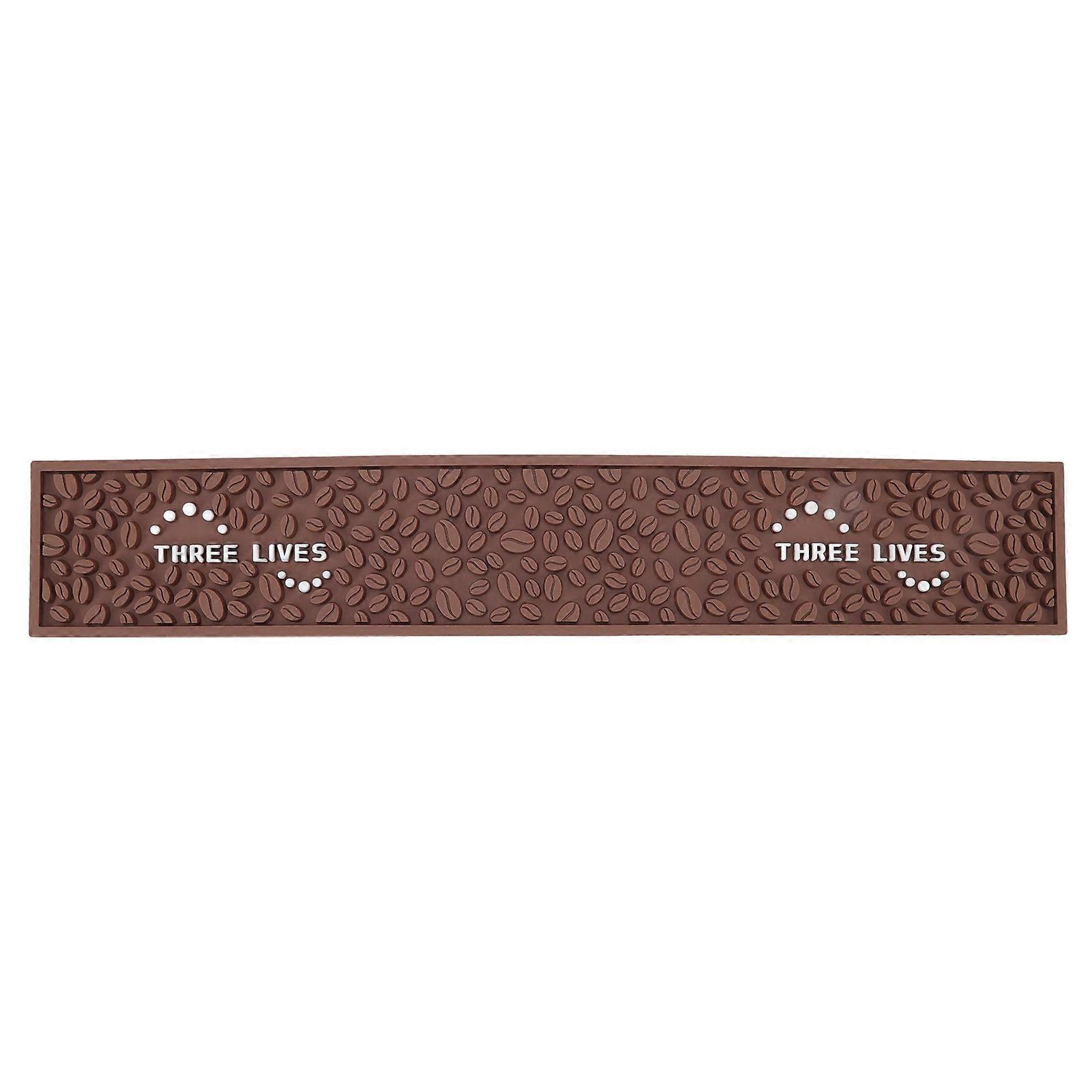 Coffee Bar Mat PVC Silicone Non Slip Rectangular Heat Resistant Draining Mat Coffee Counter Accessories Brown