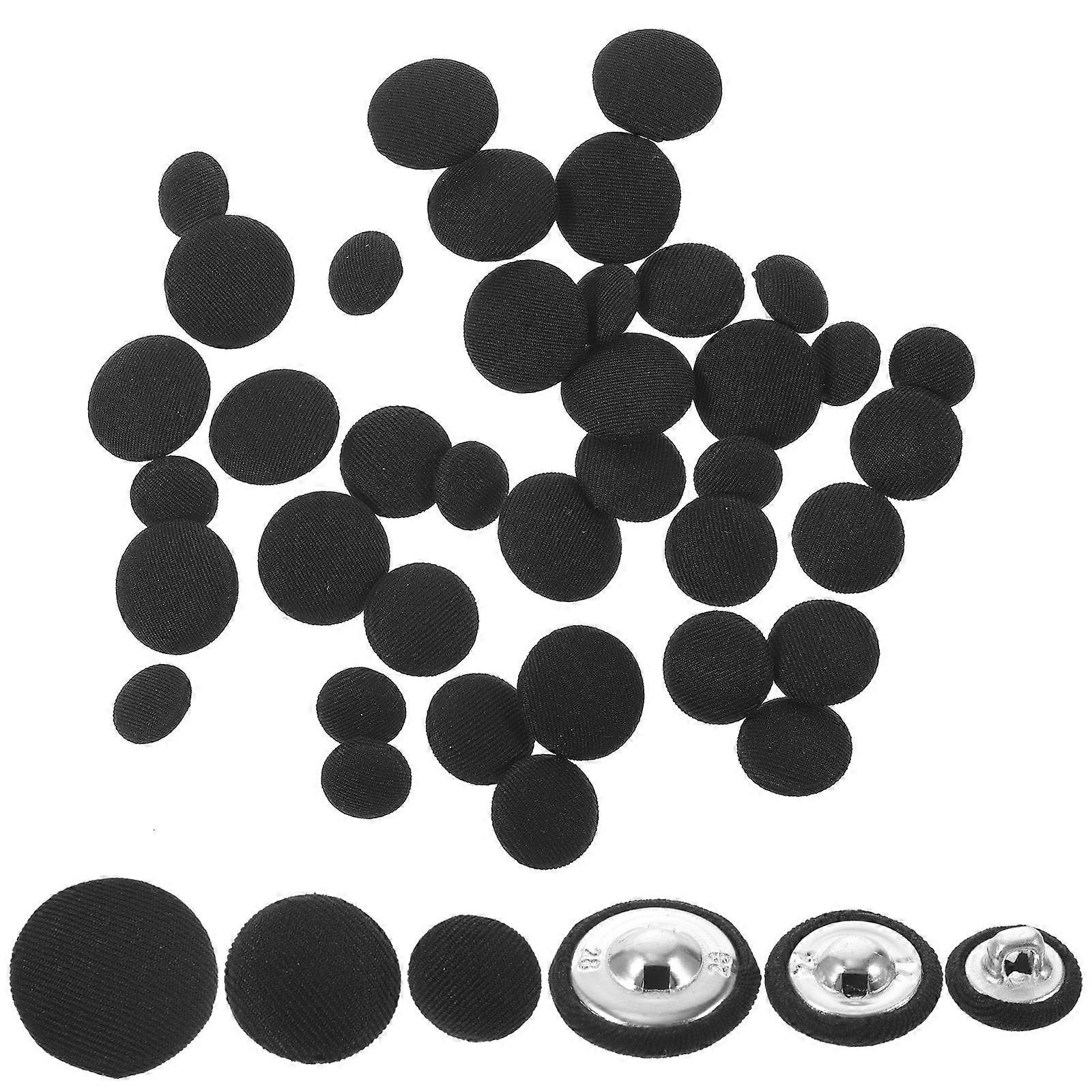 Round Sewing Buttons Diy Coat Buttons Decorative Clothing Sewing Buttons Replacement Buttons Black 1.8X1.8cm Durable 60Pcs