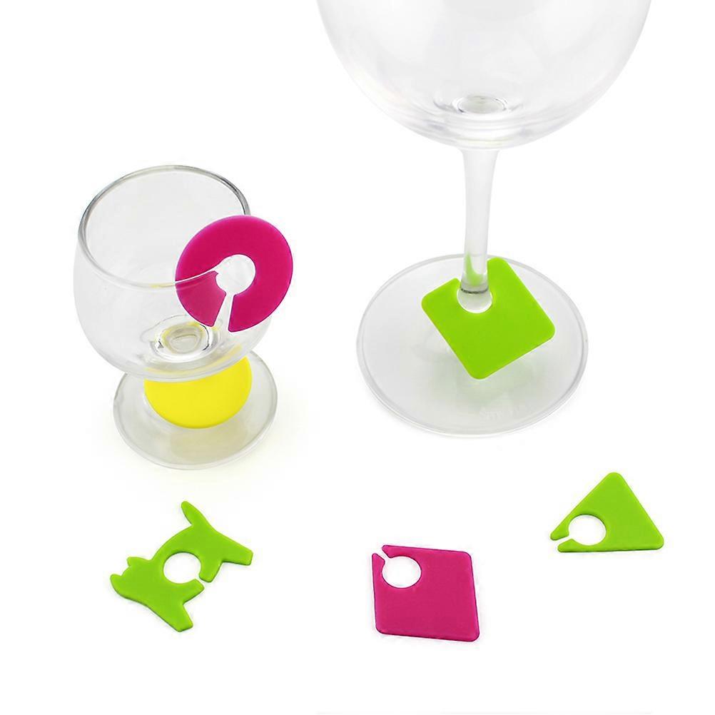 Cups Markers Removable Labels Party Dedicated Glass Cup Recognizer Tools Assorted Color 3 x 2 x 1.5cm 24Pcs