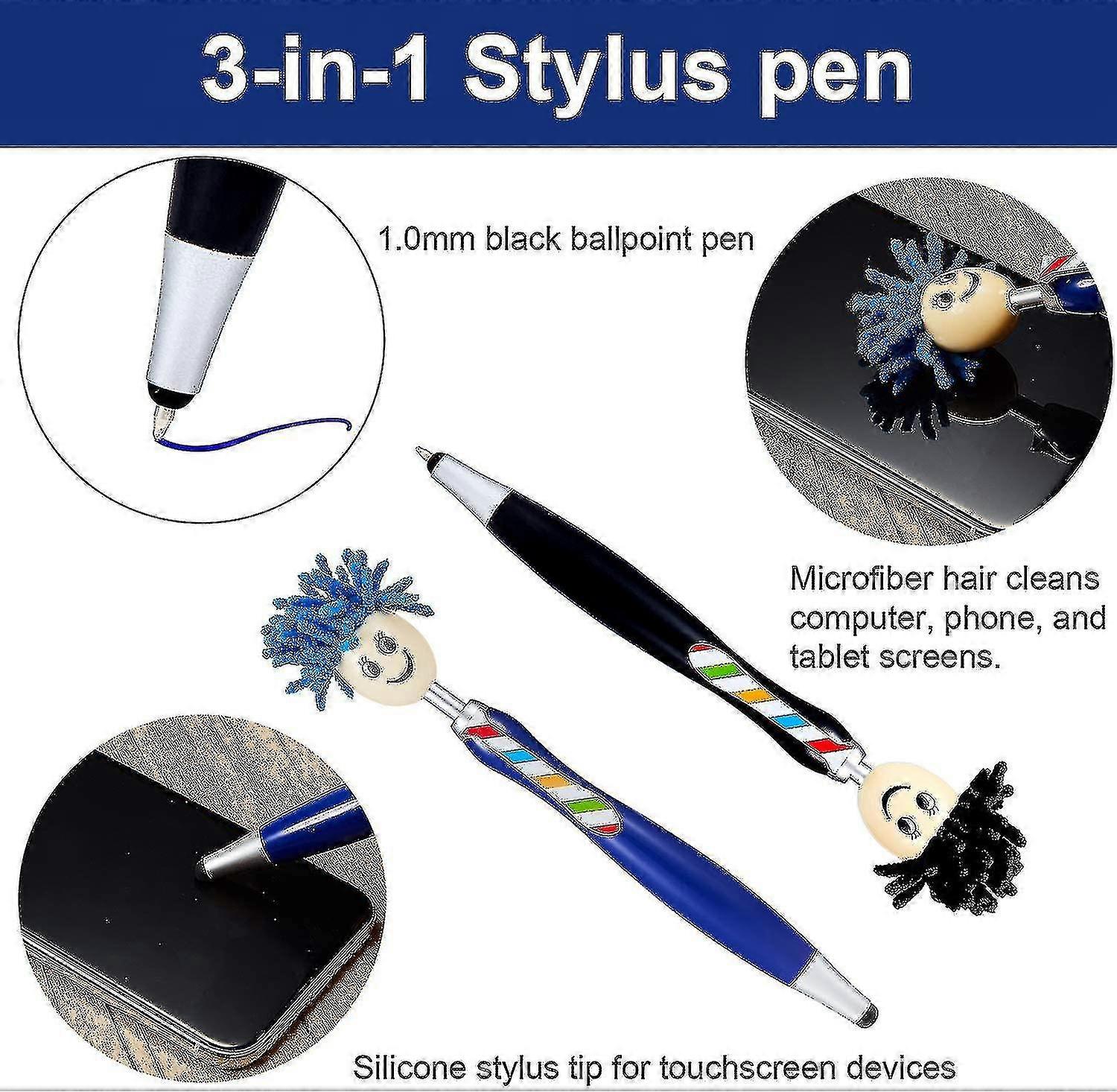 Pulitore per schermi 3 in 1 Stilo e spolverino (nero)