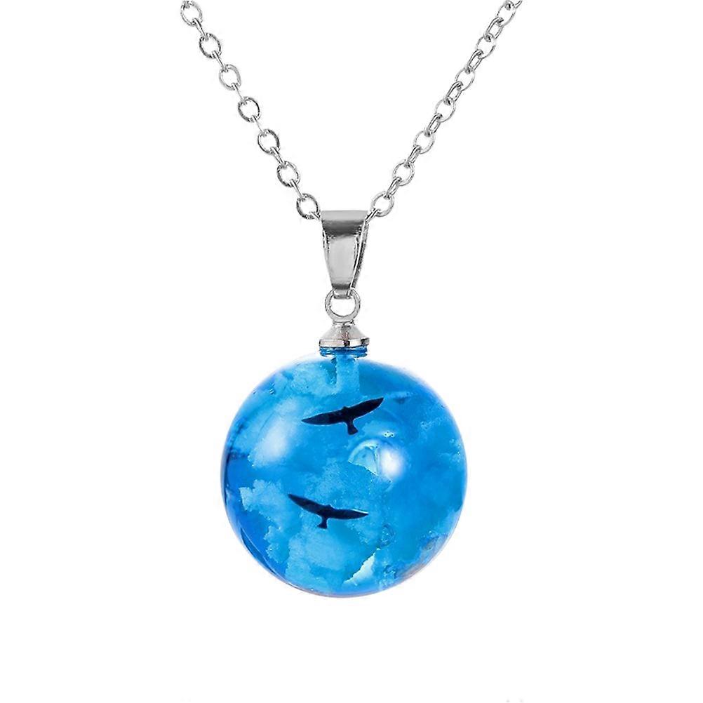 Collier pendentif en résine clair forme boule bleu ciel à la mode pendentif bijoux pour femmes filles simple 1pack