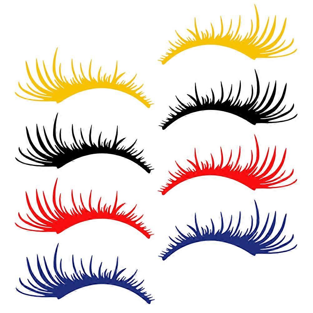 Car Light Eyelash Decoration Red Sunscreen Abrasion Resistance Eyelash Shape 25x11cm 4Pairs