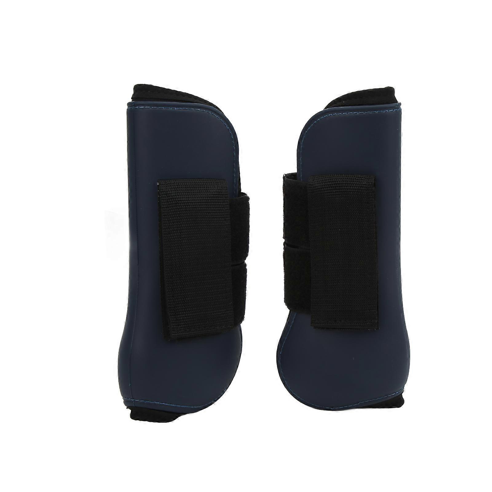 2Pcs PU Horse Leg Protection Boots Elastic Horse Boots Cushioning Inner Pad for Match RidingNavy Front Legs L