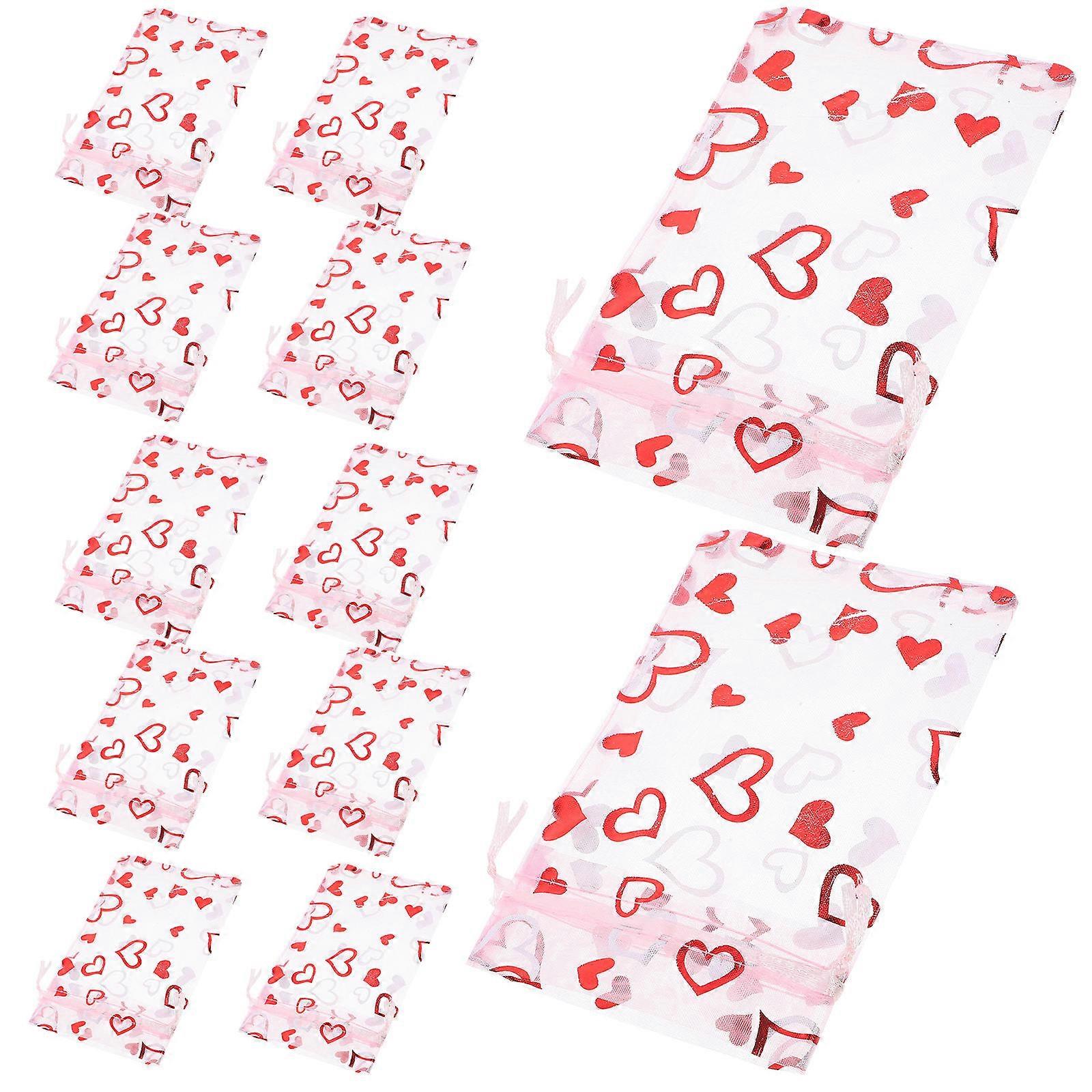 Valentines Day Packaging Bags Mesh Design Candy Bag Heart-Shaped Elegant Wedding 15.00X10.00X0.10Cm 50Pcs