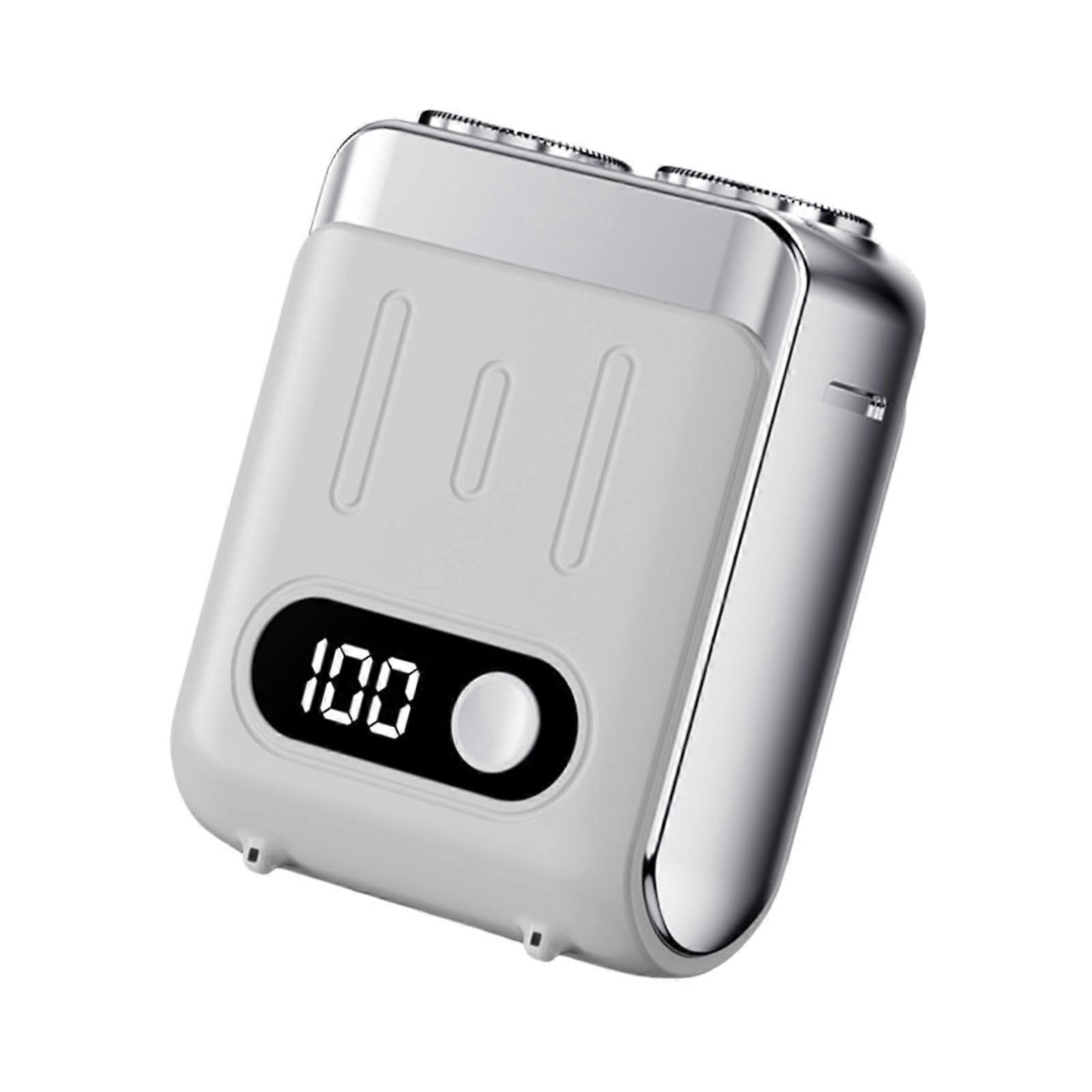 Portable electric shaver for men, quiet, compact travel trimmer with digital display, efficient shaving tool, travel shaver.